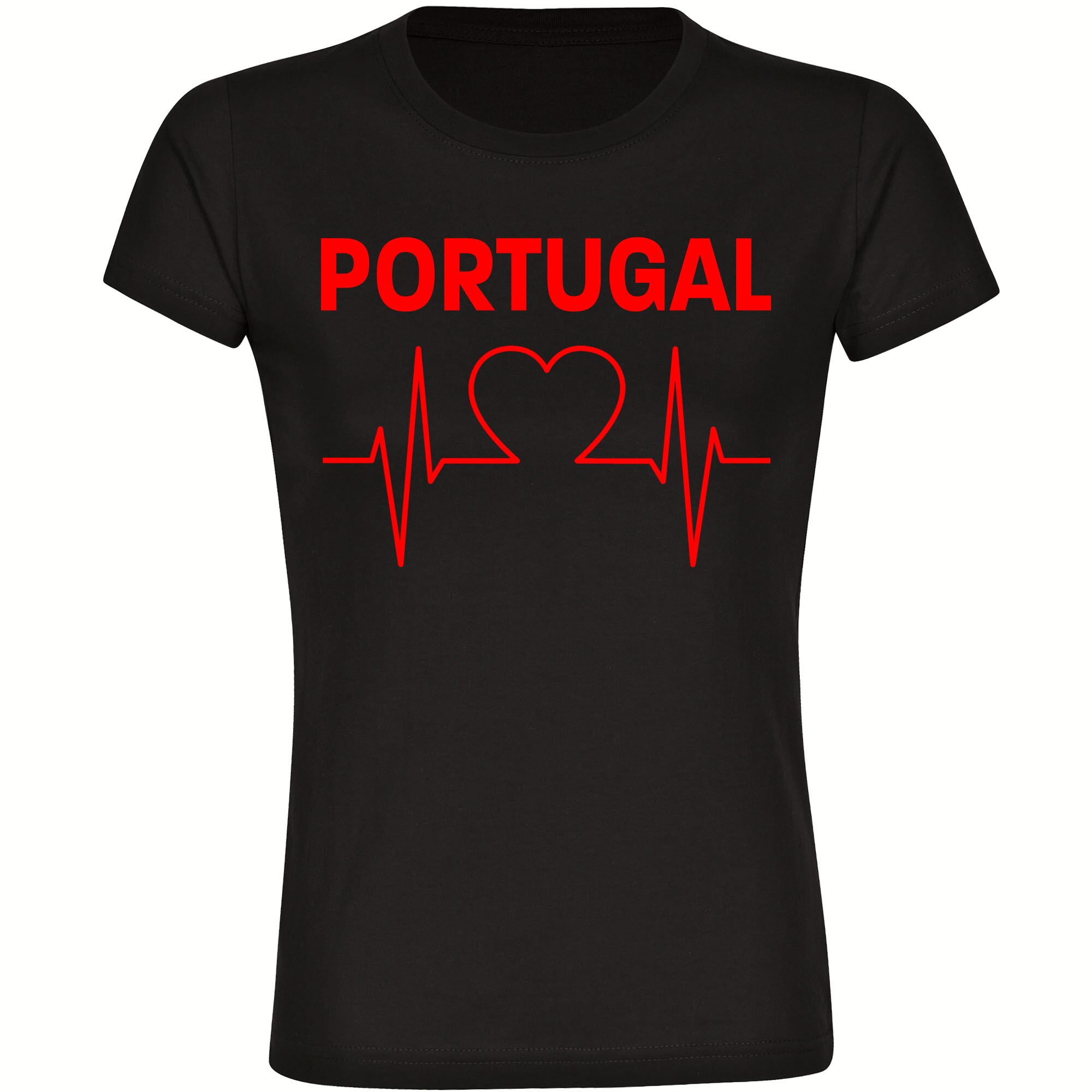 multifanshop Damen T-Shirt - Portugal - Herzschlag - Druck rot - Frauen - Bild 1
