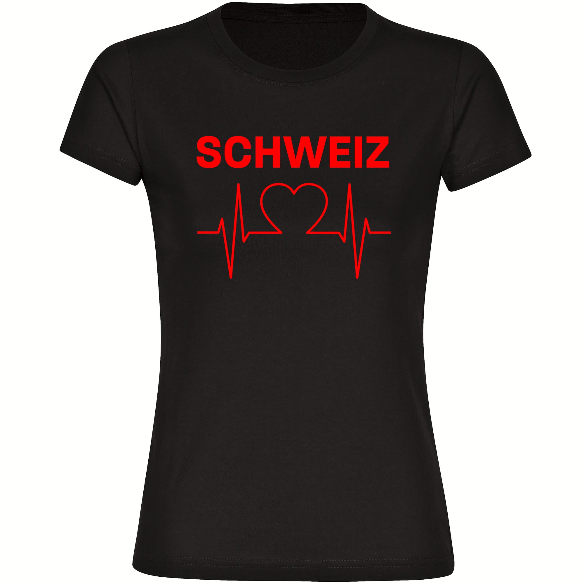 multifanshop Damen T-Shirt - Schweiz - Herzschlag - Druck rot - Frauen - Bild 1