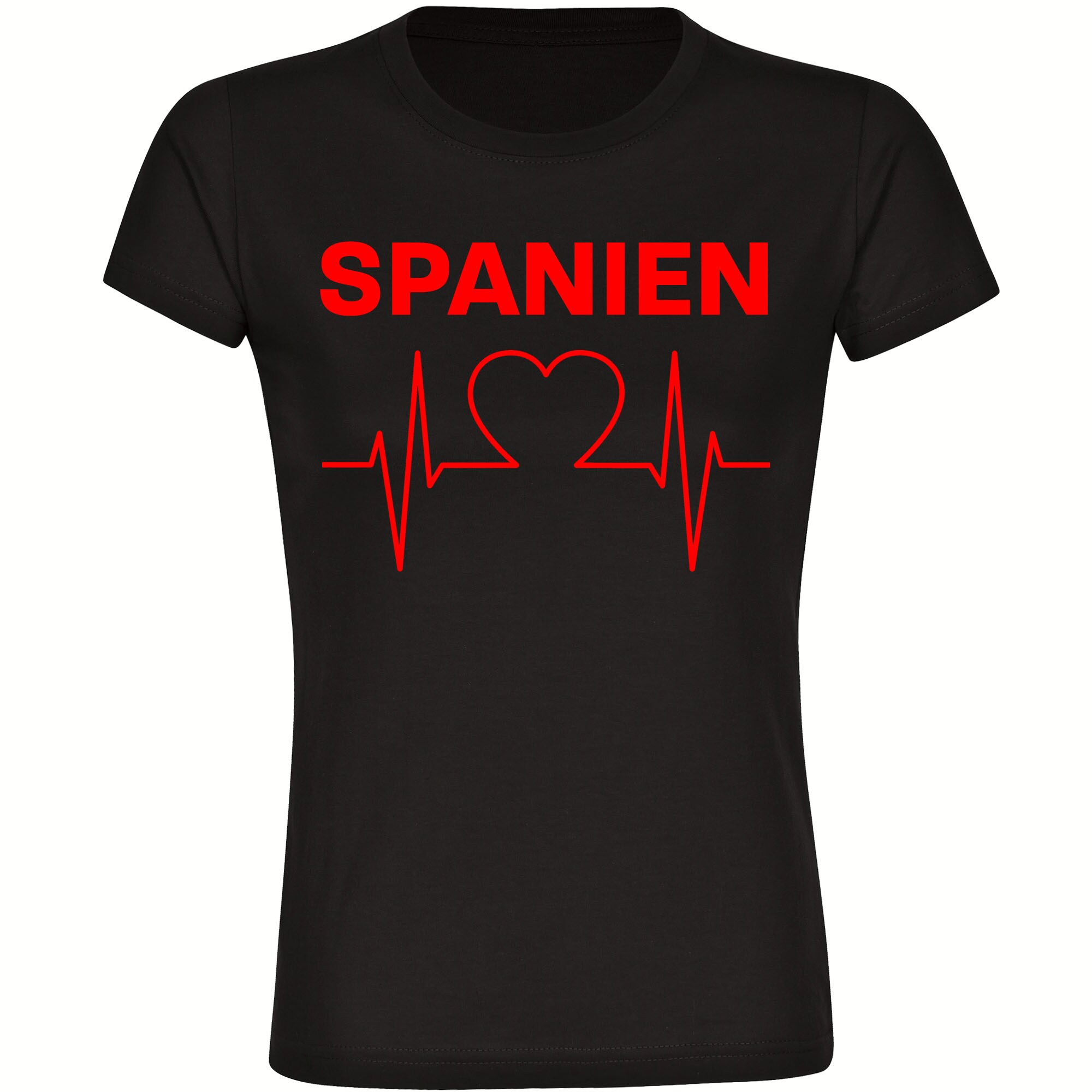 multifanshop Damen T-Shirt - Spanien - Herzschlag - Druck rot - Frauen - Bild 1
