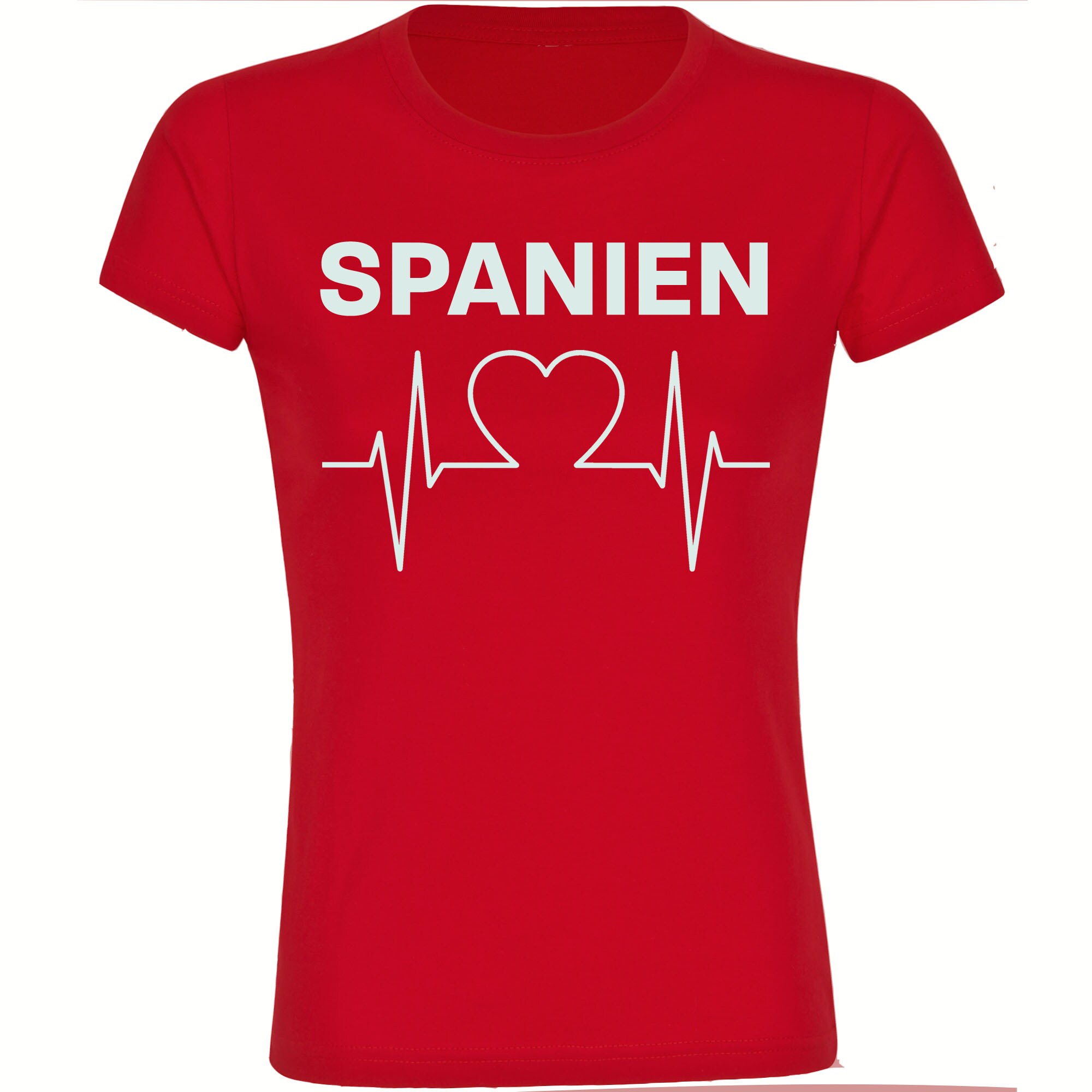 multifanshop Damen T-Shirt - Spanien - Herzschlag - Druck wei&szlig; - Frauen - Bild 1