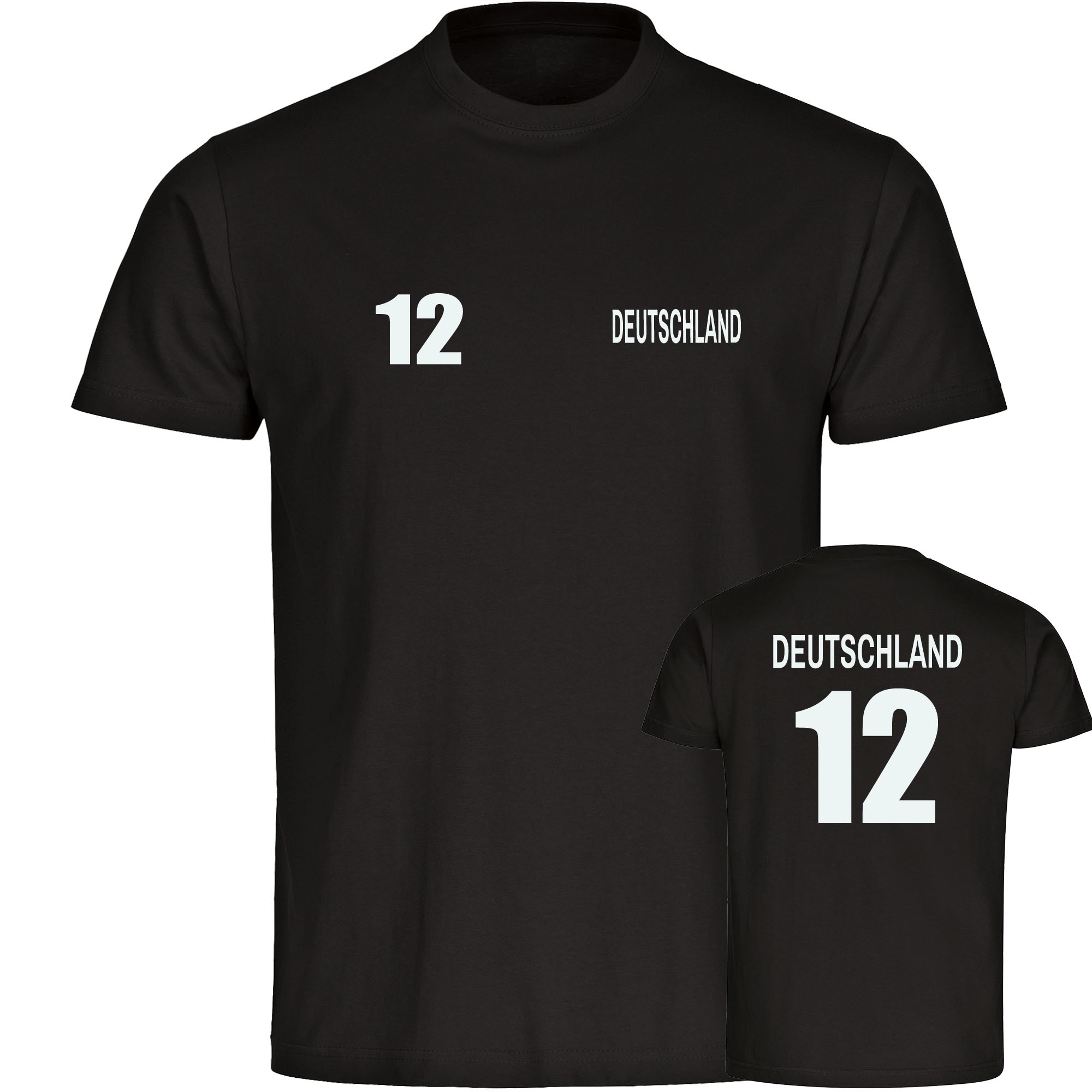 multifanshop Herren T-Shirt - Deutschland - Trikot Nummer 12 - Druck wei&szlig; - M&auml;nner - Bild 1