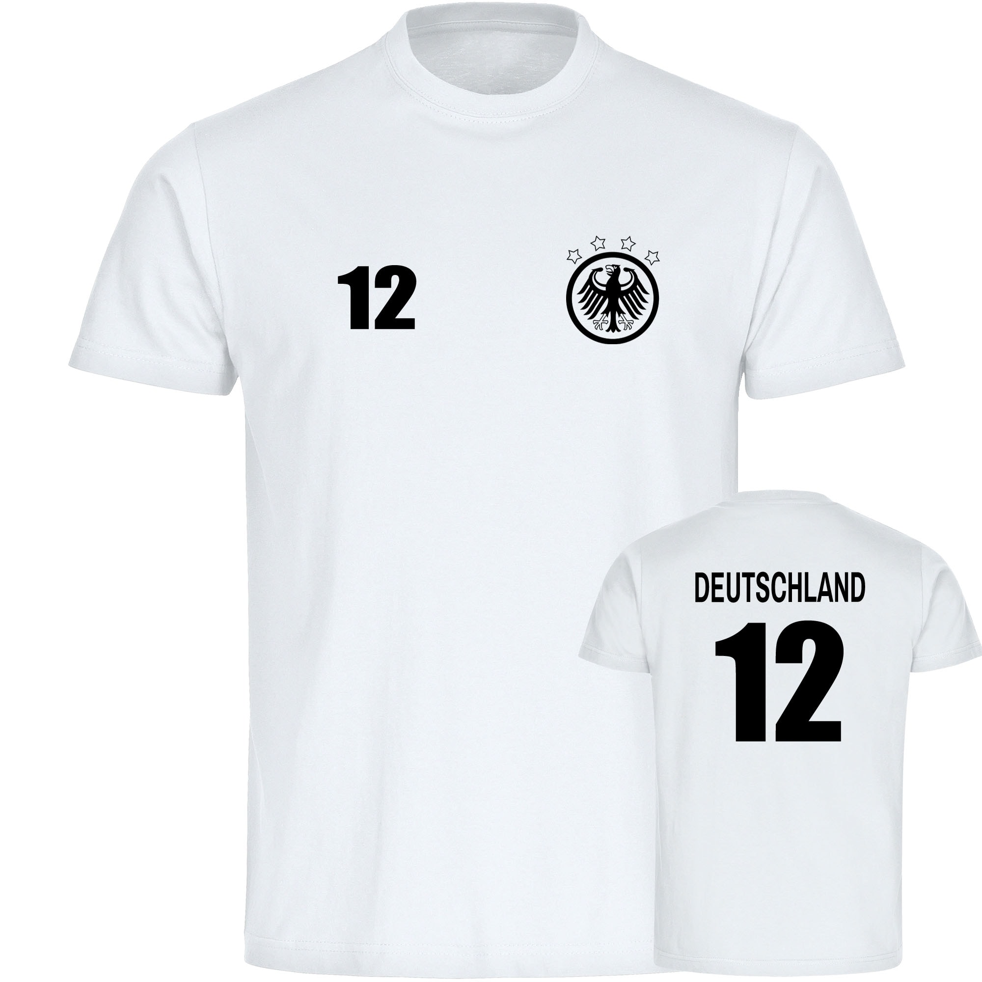 multifanshop Herren T-Shirt - Deutschland - Adler Retro Trikot 12 - Druck schwarz - M&auml;nner - Bild 1