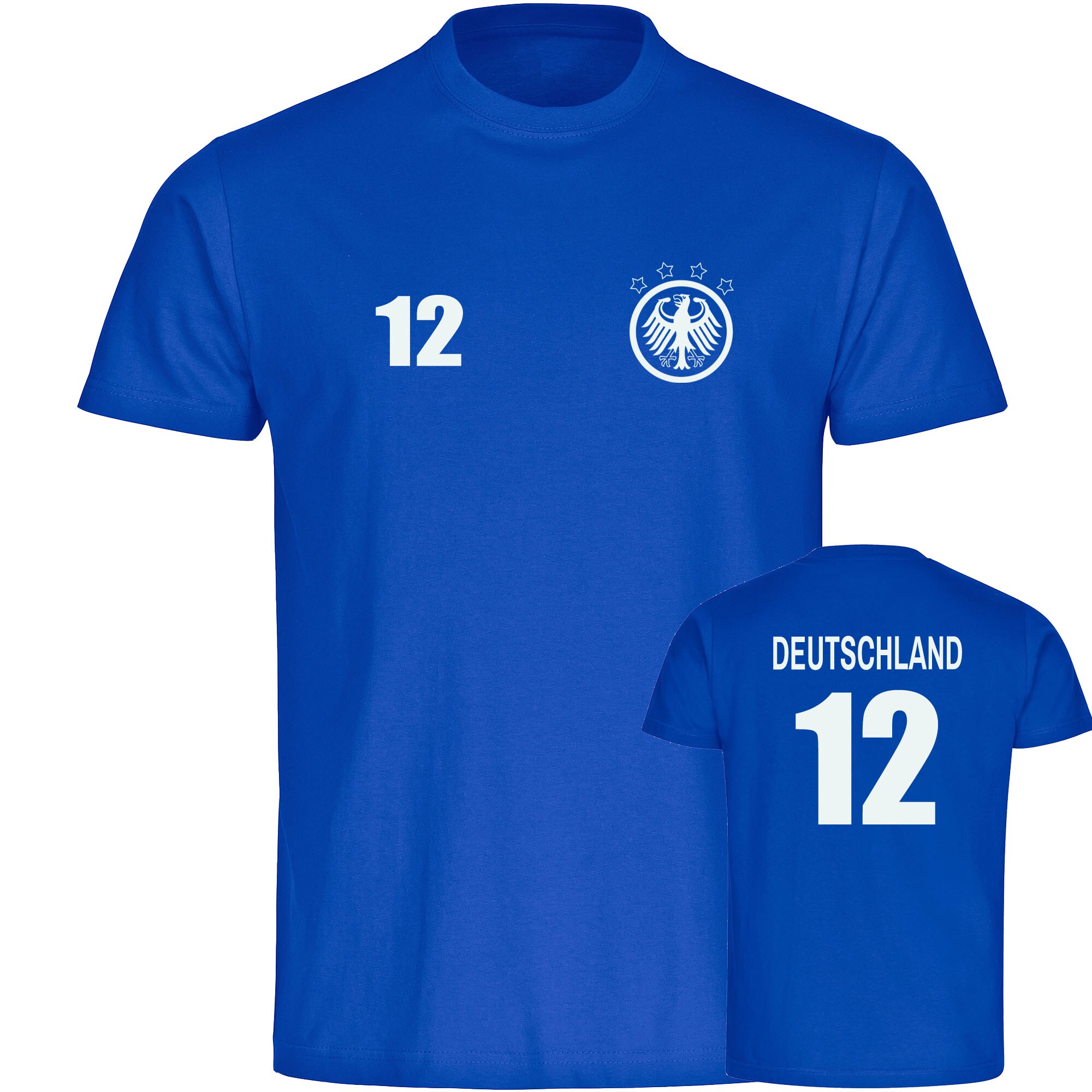 multifanshop Herren T-Shirt - Deutschland - Adler Retro Trikot 12 - Druck wei&szlig; - M&auml;nner - Bild 1