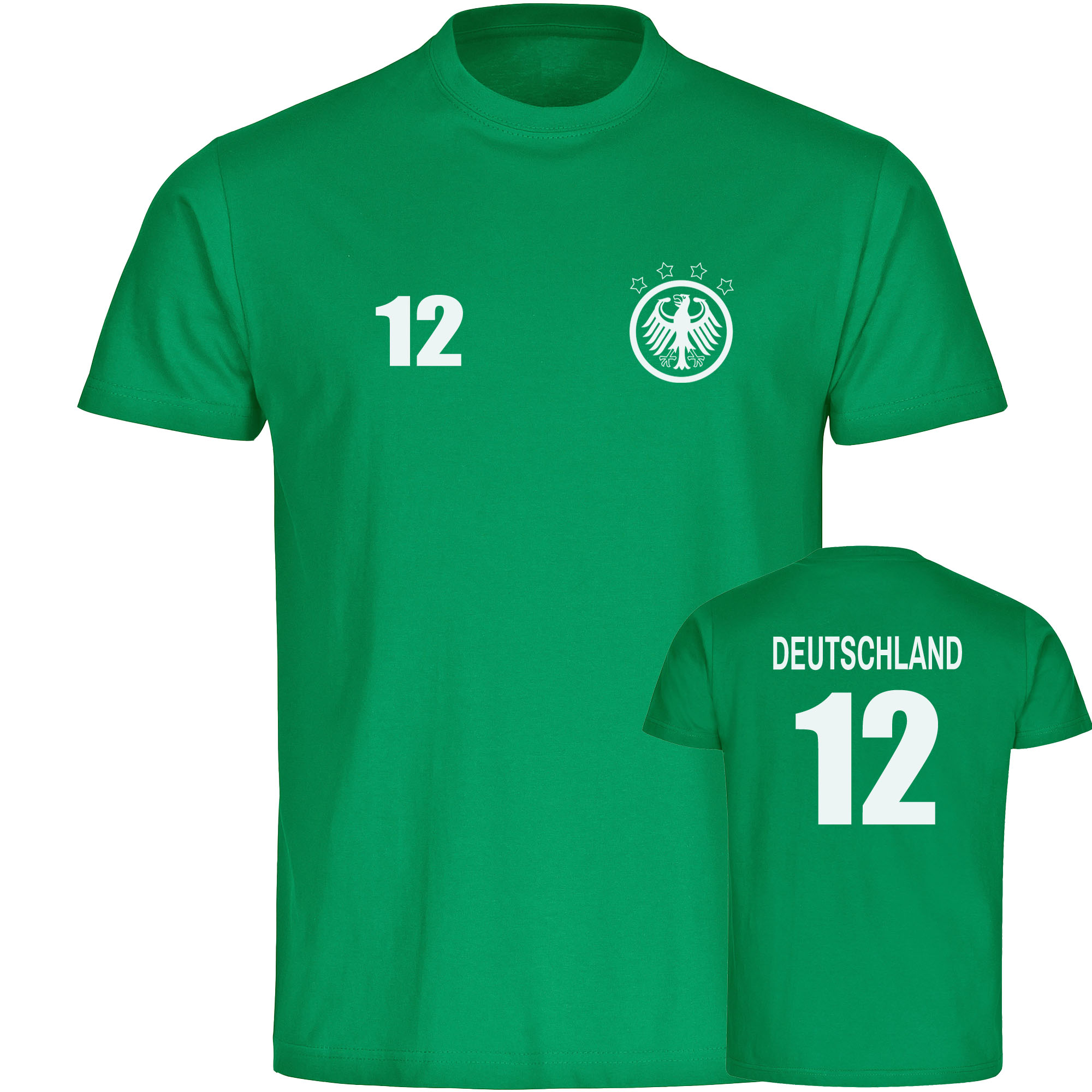 multifanshop Herren T-Shirt - Deutschland - Adler Retro Trikot 12 - Druck wei&szlig; - M&auml;nner - Bild 1