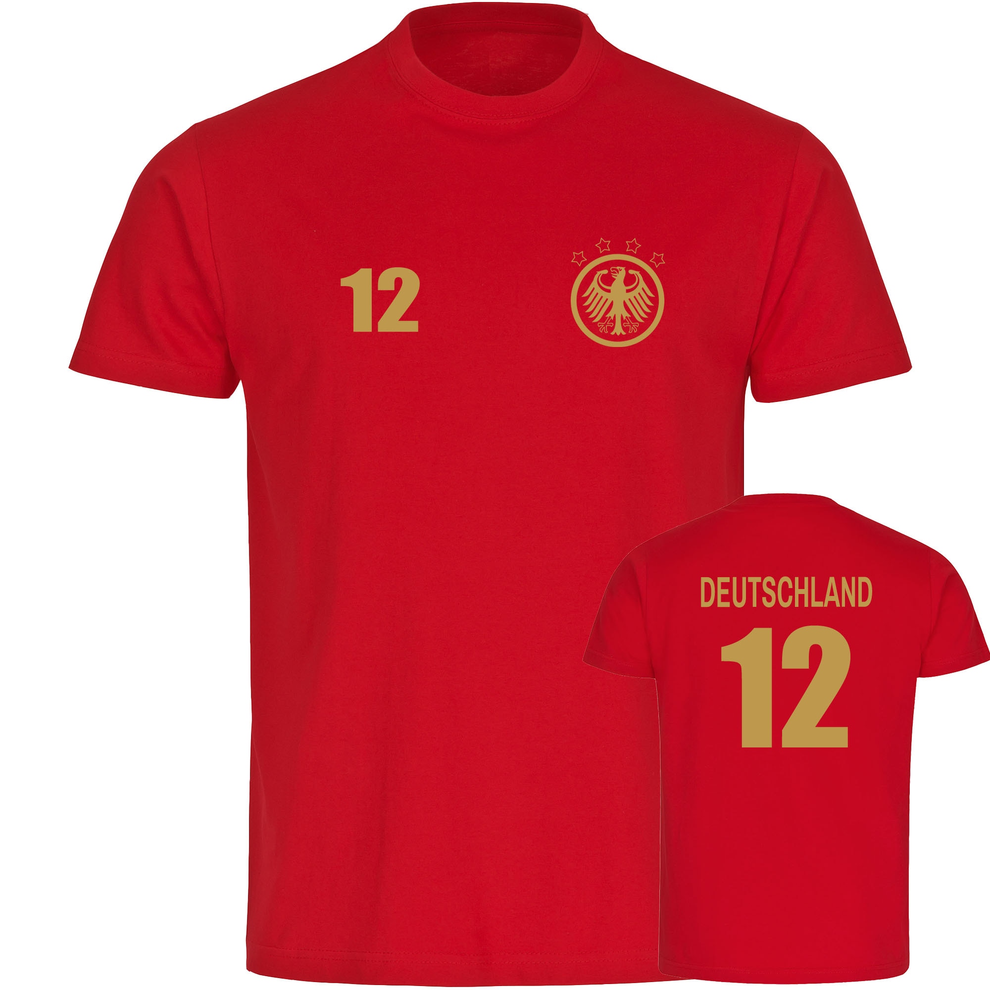 multifanshop Herren T-Shirt - Deutschland - Adler Retro Trikot 12 Gold - Druck gold metallic - M&auml;nner - Bild 1