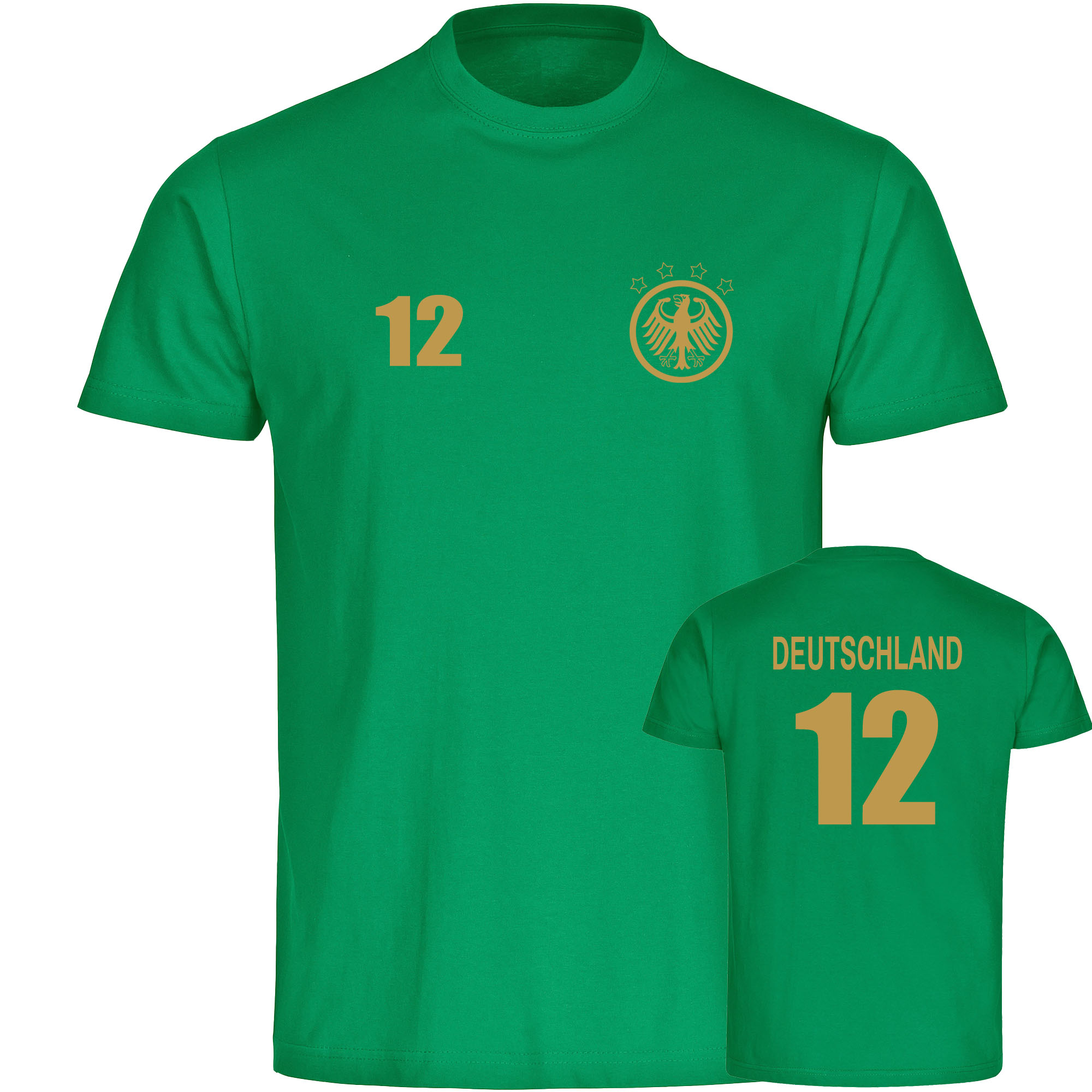 multifanshop Herren T-Shirt - Deutschland - Adler Retro Trikot 12 Gold - Druck gold metallic - M&auml;nner - Bild 1