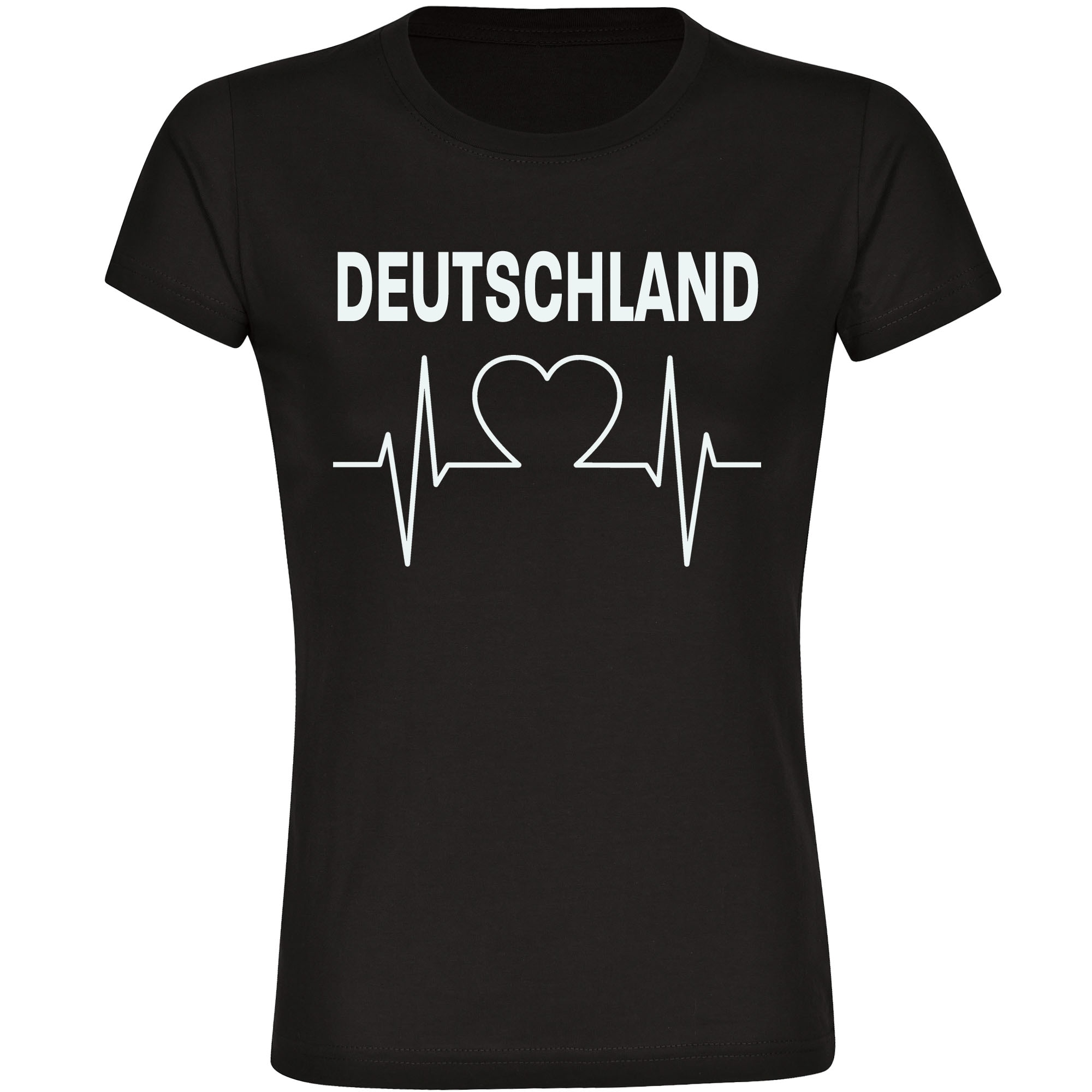multifanshop Damen T-Shirt - Deutschland - Herzschlag - Druck wei&szlig; - Frauen - Bild 1