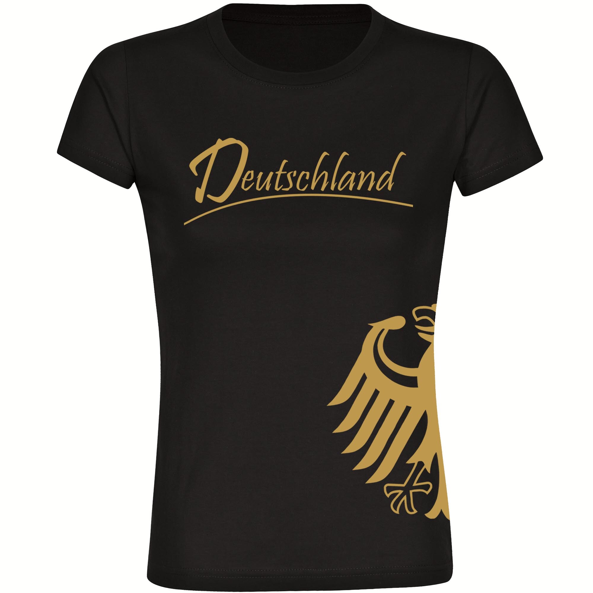 multifanshop Damen T-Shirt - Deutschland - Adler seitlich Gold - Druck gold metallic - Frauen - Bild 1