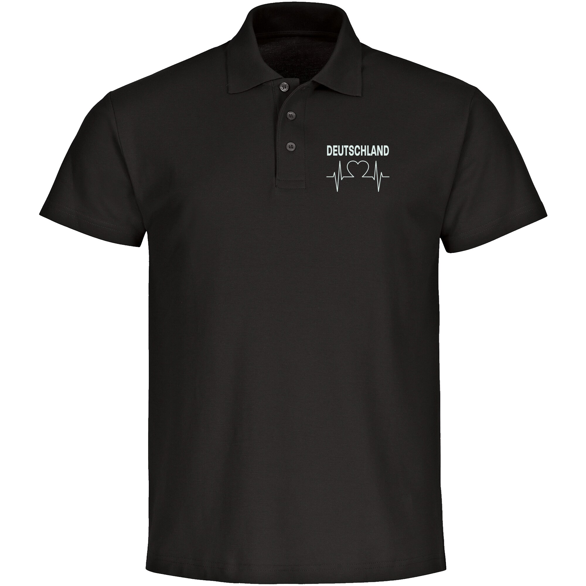 multifanshop Poloshirt - Deutschland - Herzschlag - Druck wei&szlig; - Polo - Bild 1