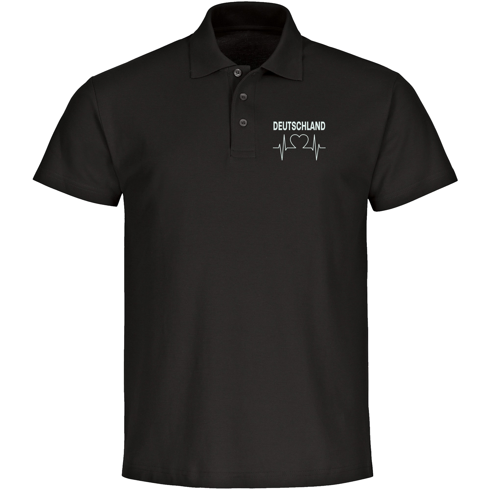 multifanshop Poloshirt - Deutschland - Herzschlag - Druck wei&szlig; - Polo - Bild 1