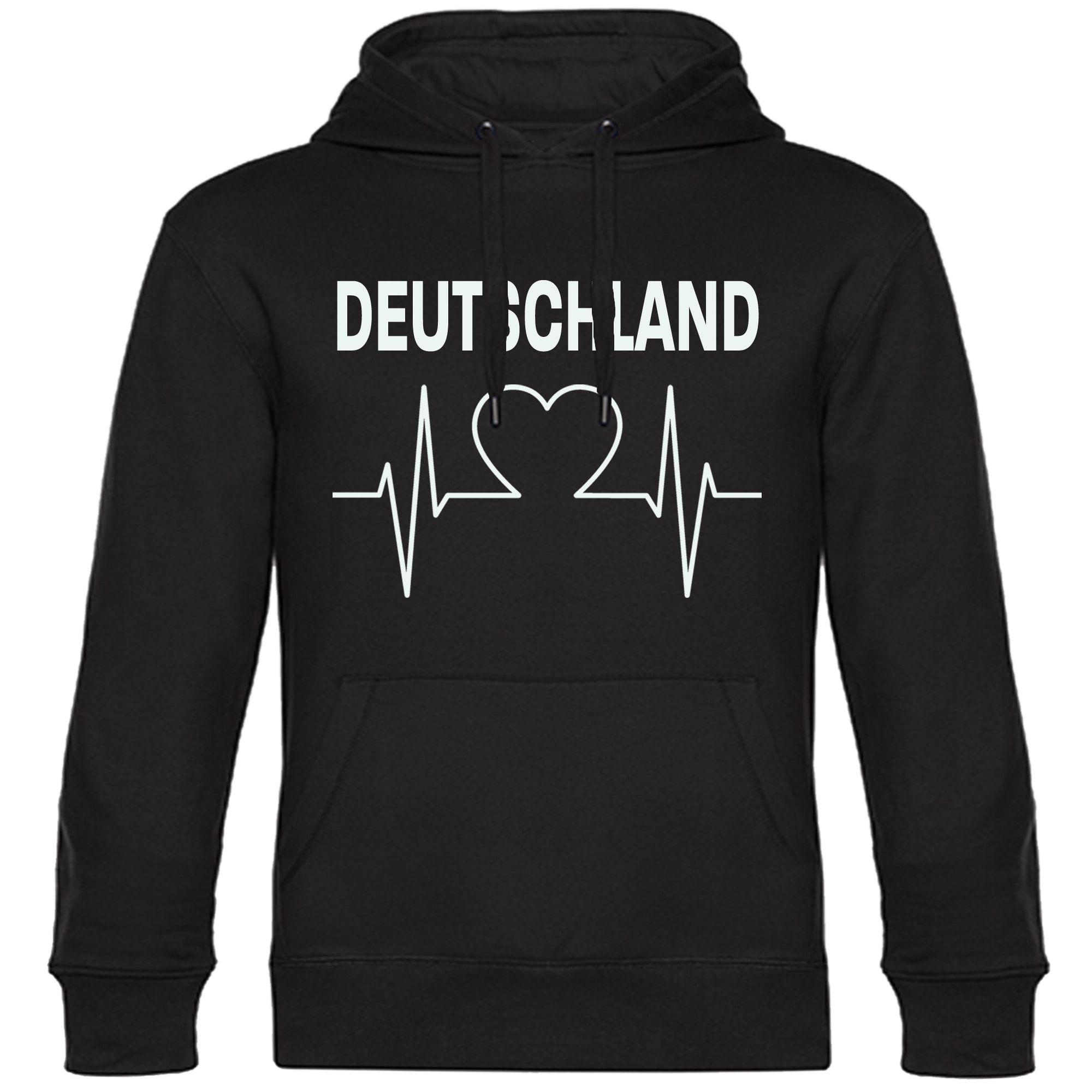 multifanshop Kapuzen Sweatshirt - Deutschland - Herzschlag - Druck wei&szlig; - Hoodie - Bild 1