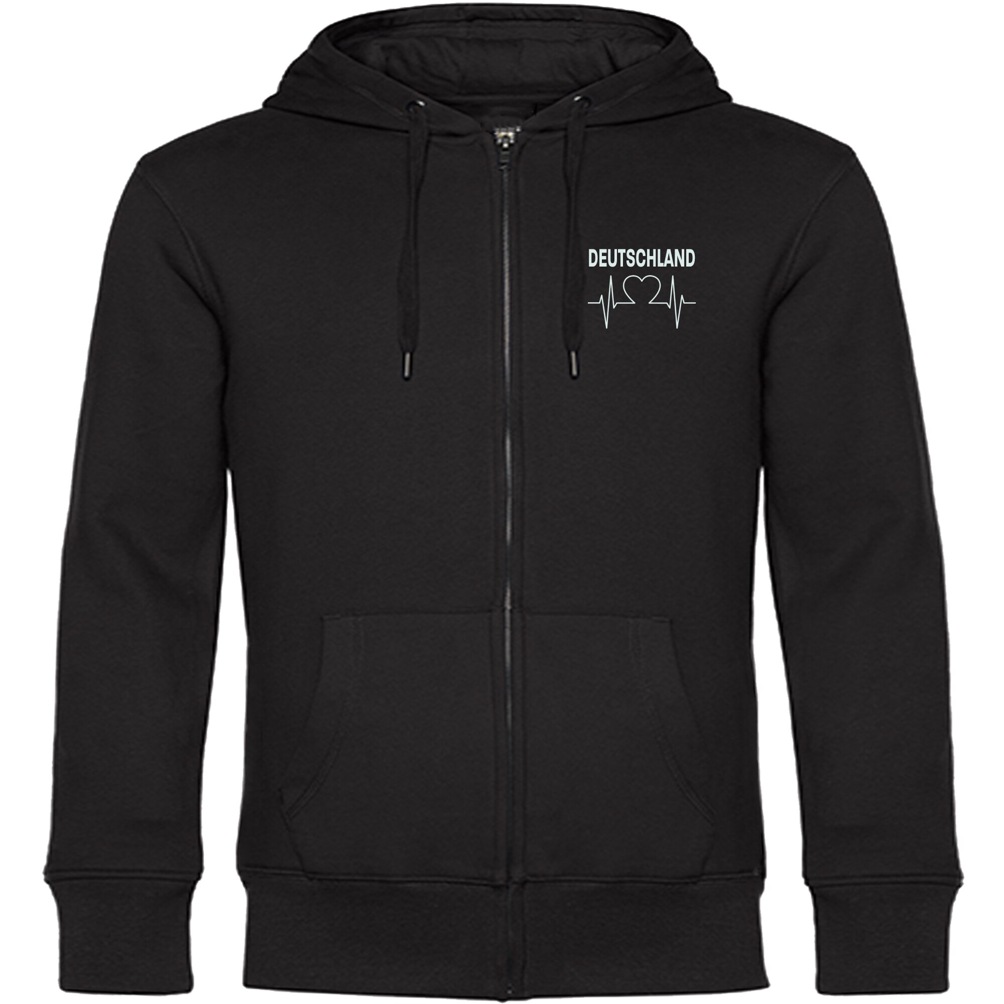 multifanshop Kapuzen Sweatshirt Jacke - Deutschland - Herzschlag - Druck wei&szlig; - Sweat - Bild 1