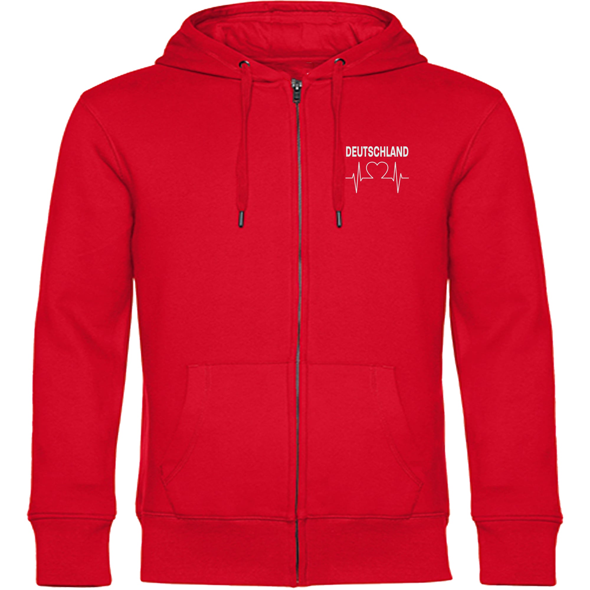 multifanshop Kapuzen Sweatshirt Jacke - Deutschland - Herzschlag - Druck wei&szlig; - Sweat - Bild 1