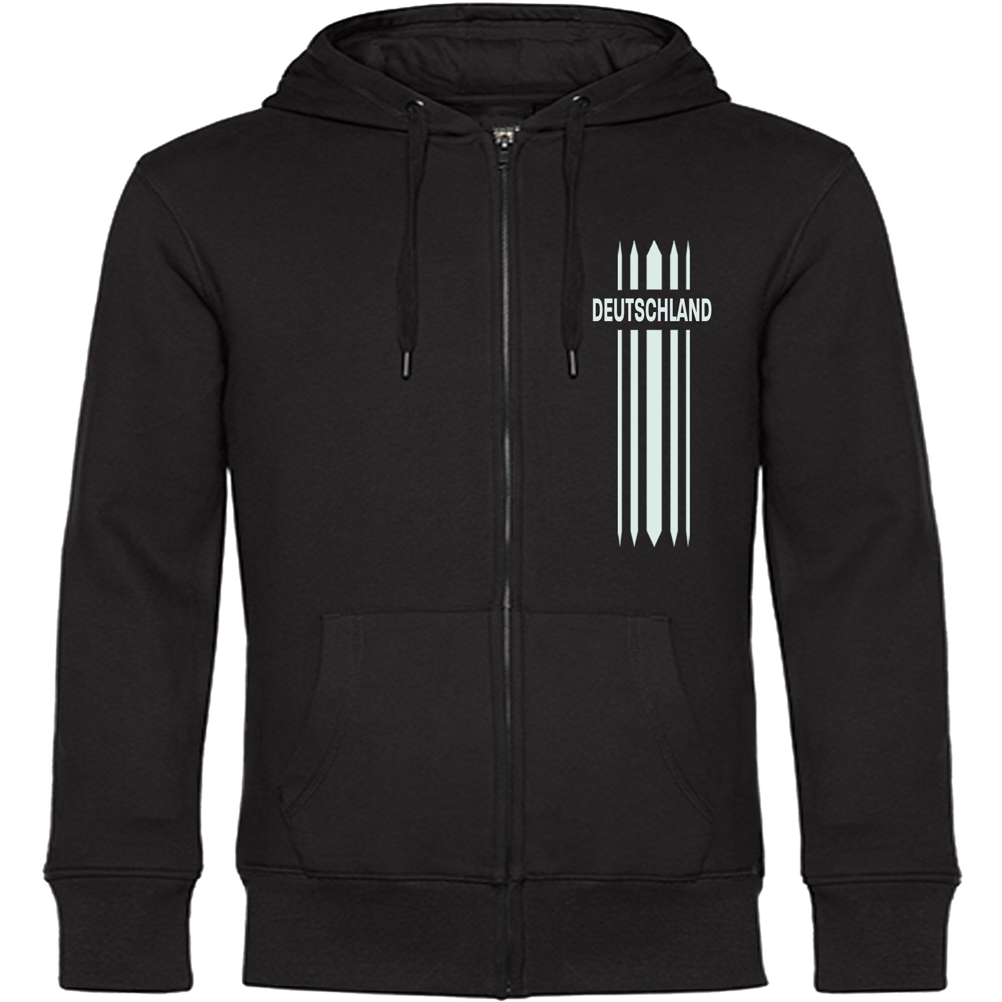 multifanshop Kapuzen Sweatshirt Jacke - Deutschland - Streifen - Druck wei&szlig; - Sweat - Bild 1