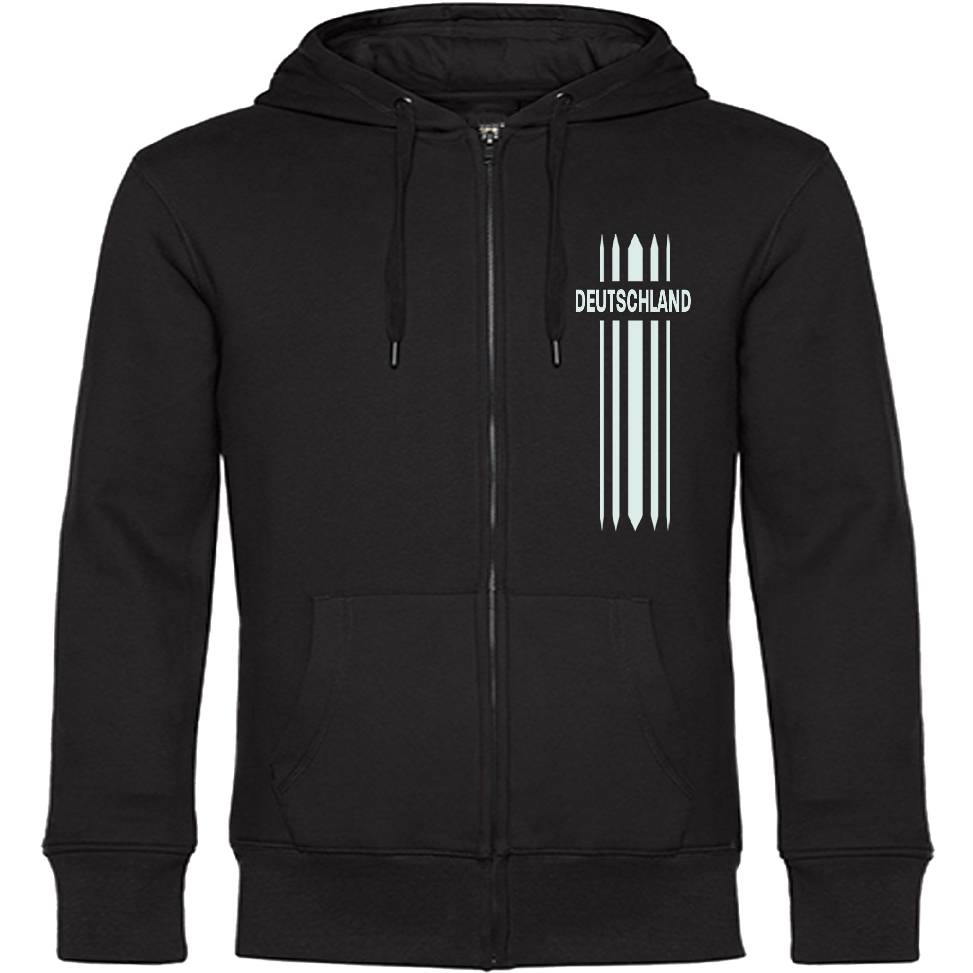 multifanshop Kapuzen Sweatshirt Jacke - Deutschland - Streifen - Druck wei&szlig; - Sweat - Bild 1