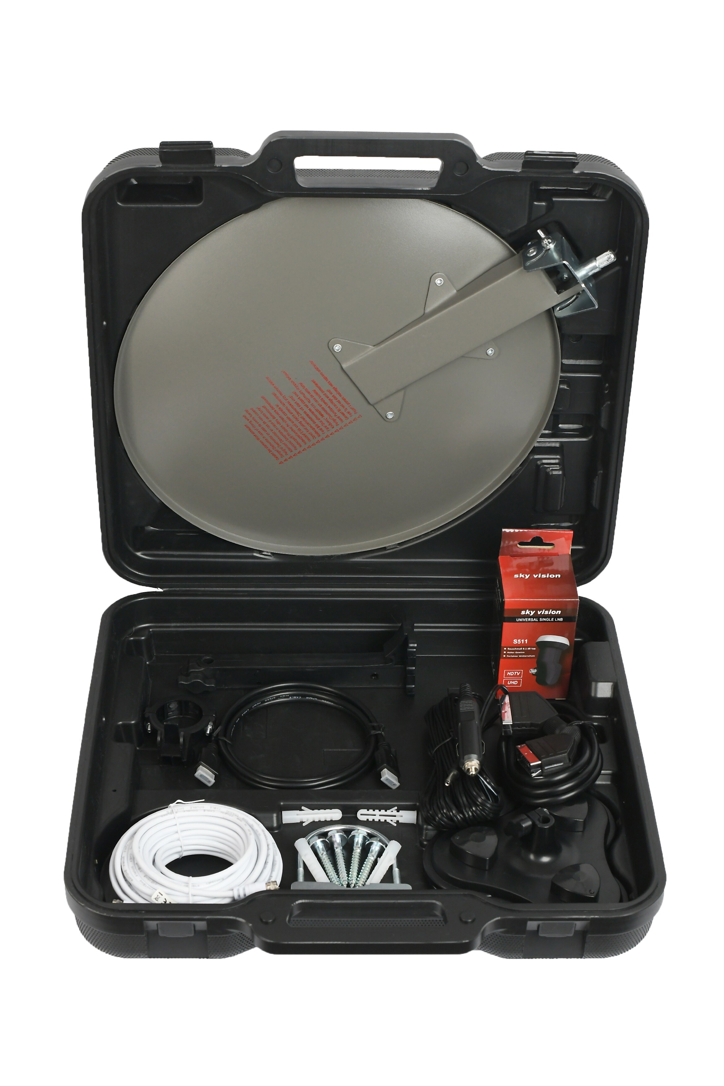 sky vision Sat Camping Koffer Satellitenanlage Spiegel Single LNB - Bild 1