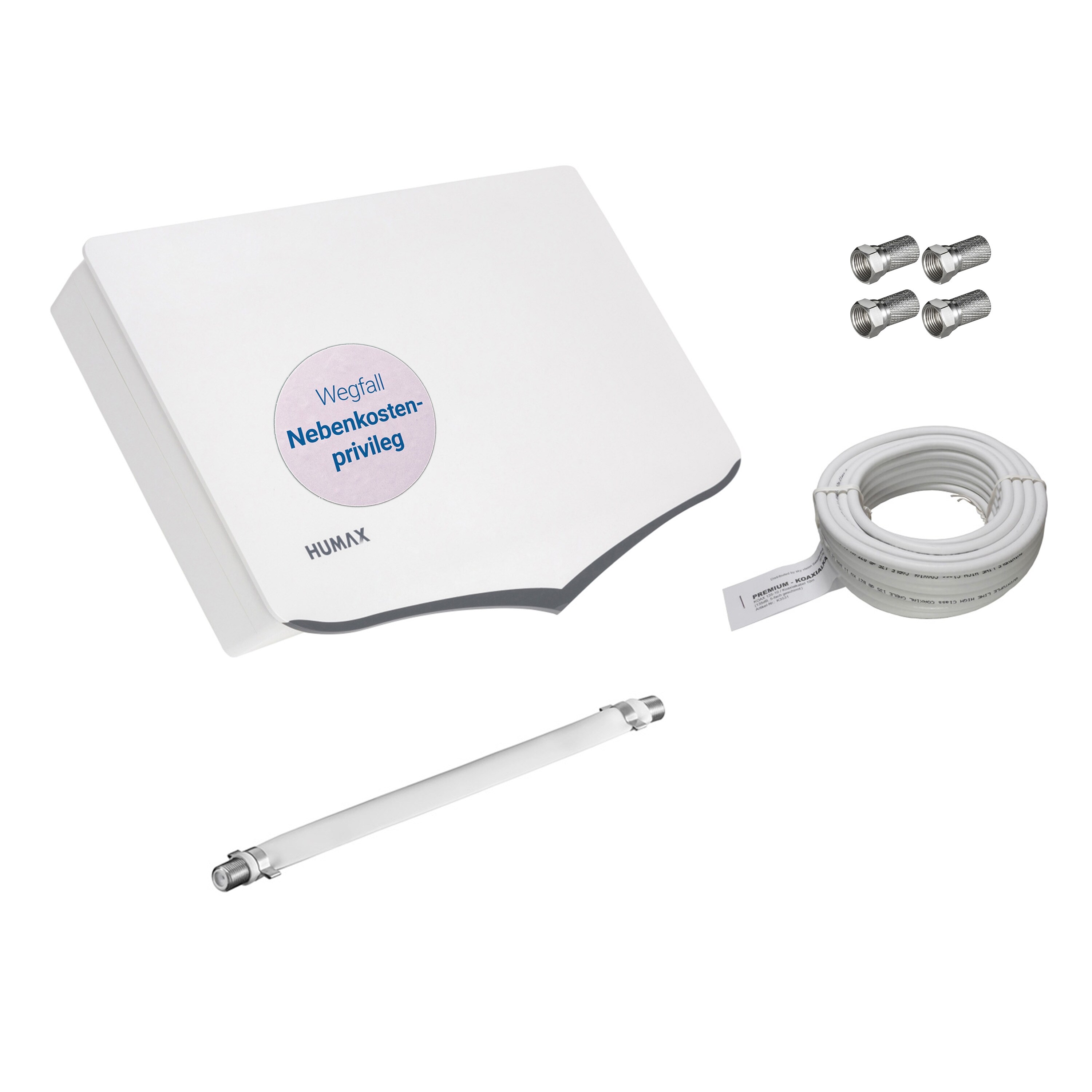 Humax Flachantenne H40D, Single LNB, Fensterdurchf&uuml;hrung, SAT-Kabel - Bild 1