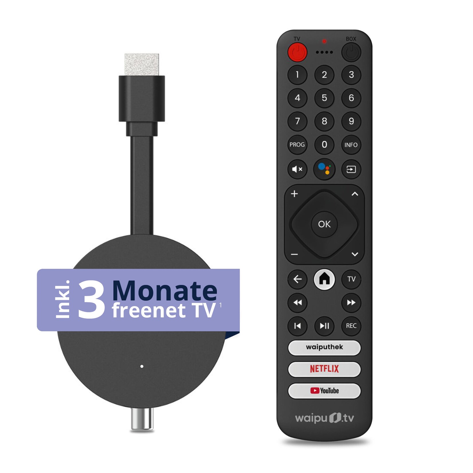 freenet TV 3in1 Hybrid Stick, Android TV, DVB-C/T2, 3 Mon. freenet TV | 04043972296510