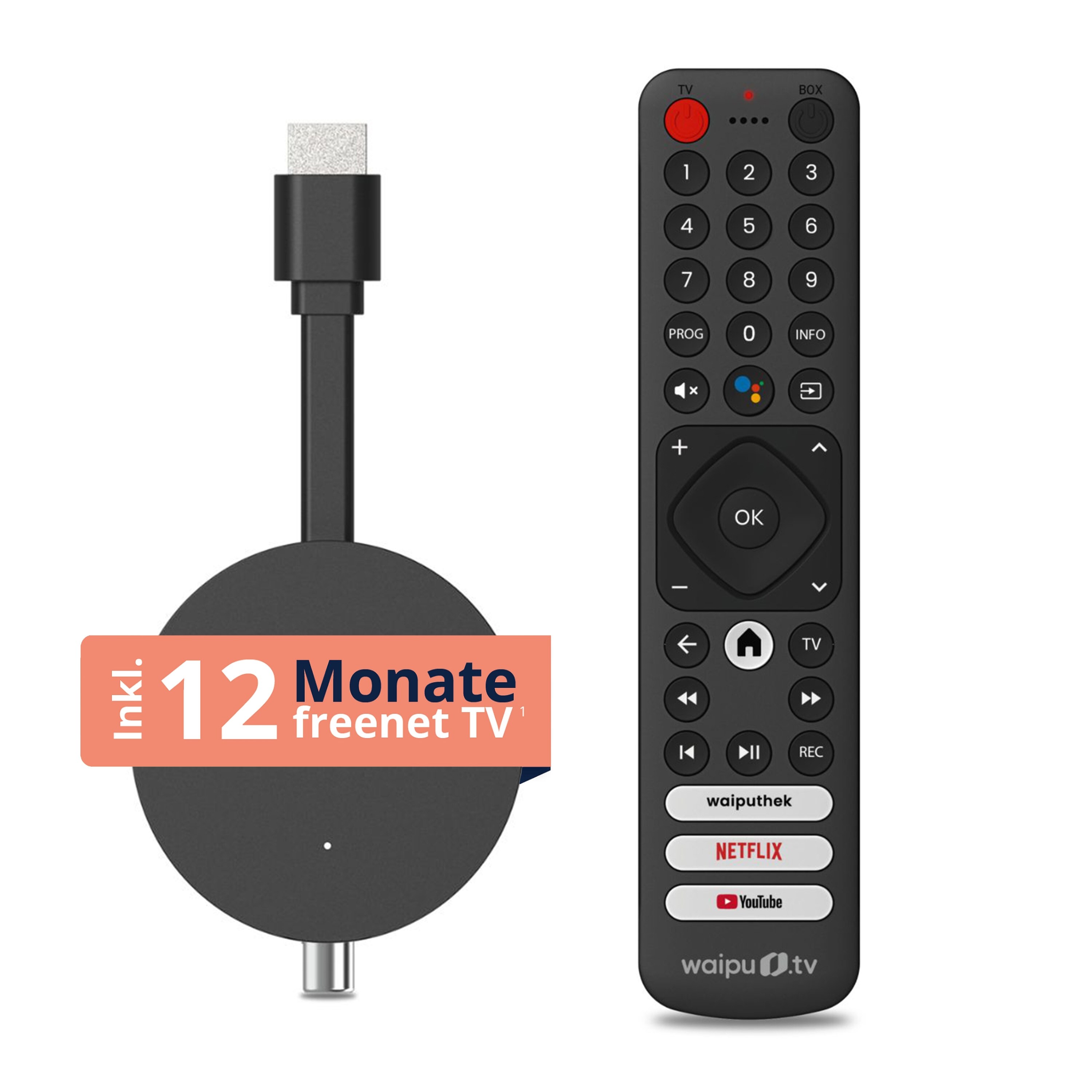 freenet TV 3in1 Hybrid Stick, Android TV, DVB-C/T2, 12 Mon. freenet TV - Bild 1