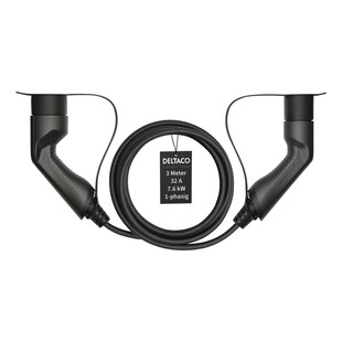 Deltaco E-Auto Ladekabel, Typ2 auf Typ2, 32 A, 7,6 kW, 1-phasig, 3m - Bild 1