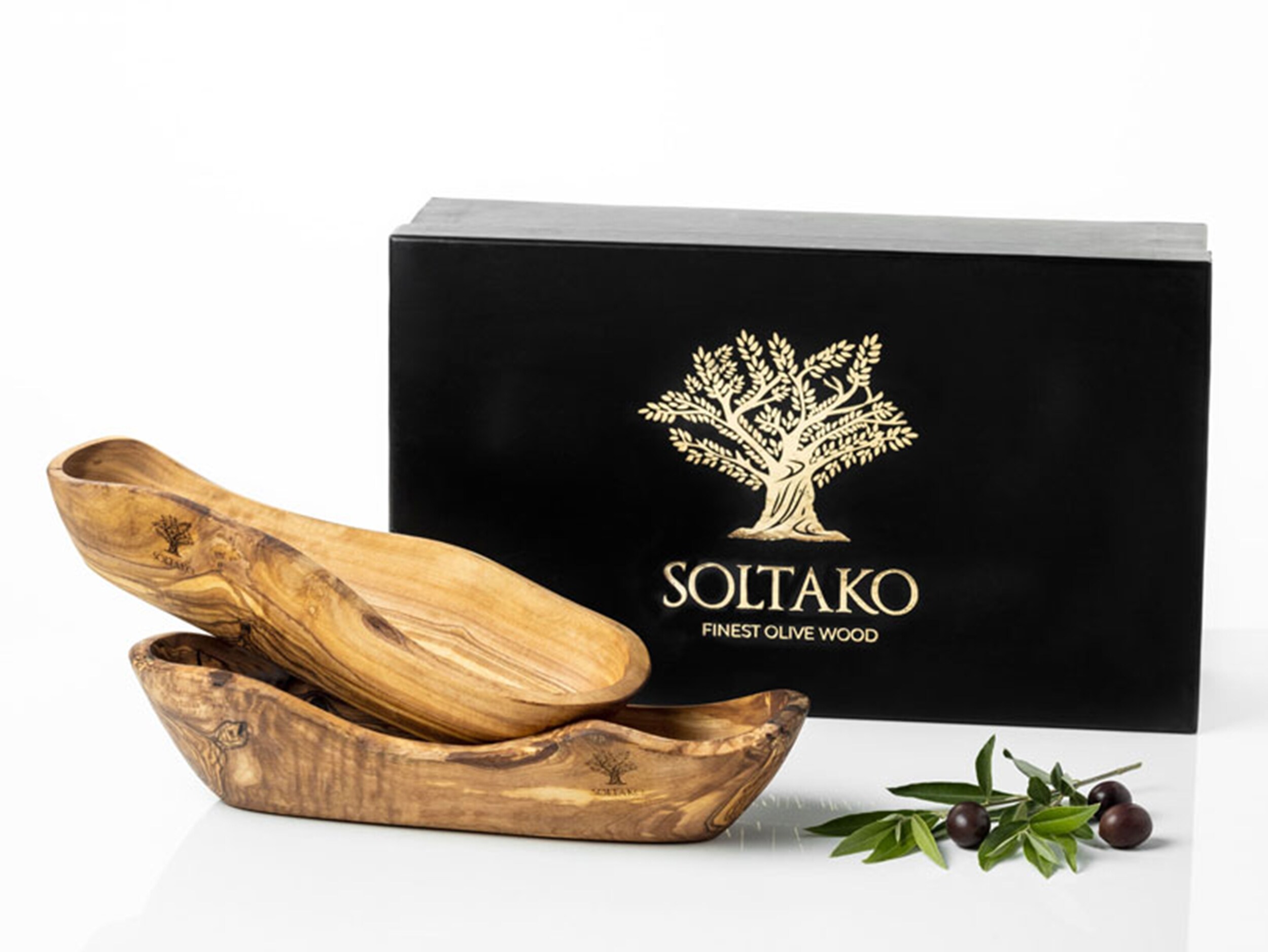 SOLTAKO Holzschale "Le Boulanger" 2er Set, Olivenholz Brotschale - Bild 1