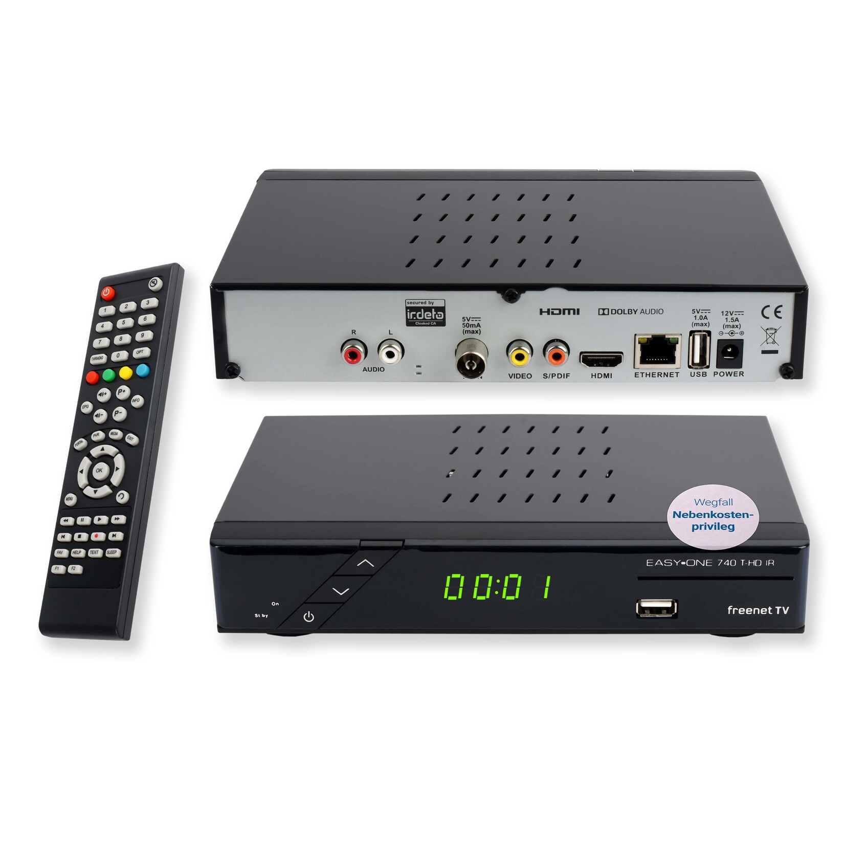 SET-ONE EasyOne 740 HD IR HDTV DVB-T2 Receiver mit freenet TV | 04260141715676