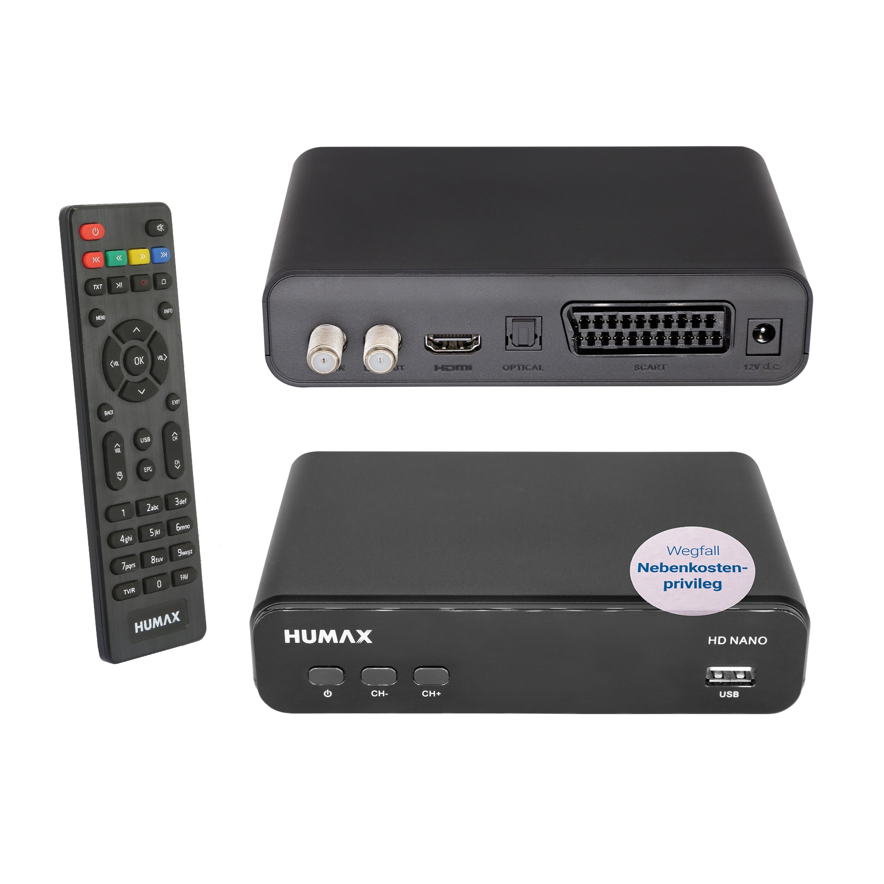 Humax HD Nano Digitaler Satellitenreceiver mit 1080p, HDMI, SCART, 12V - Bild 1
