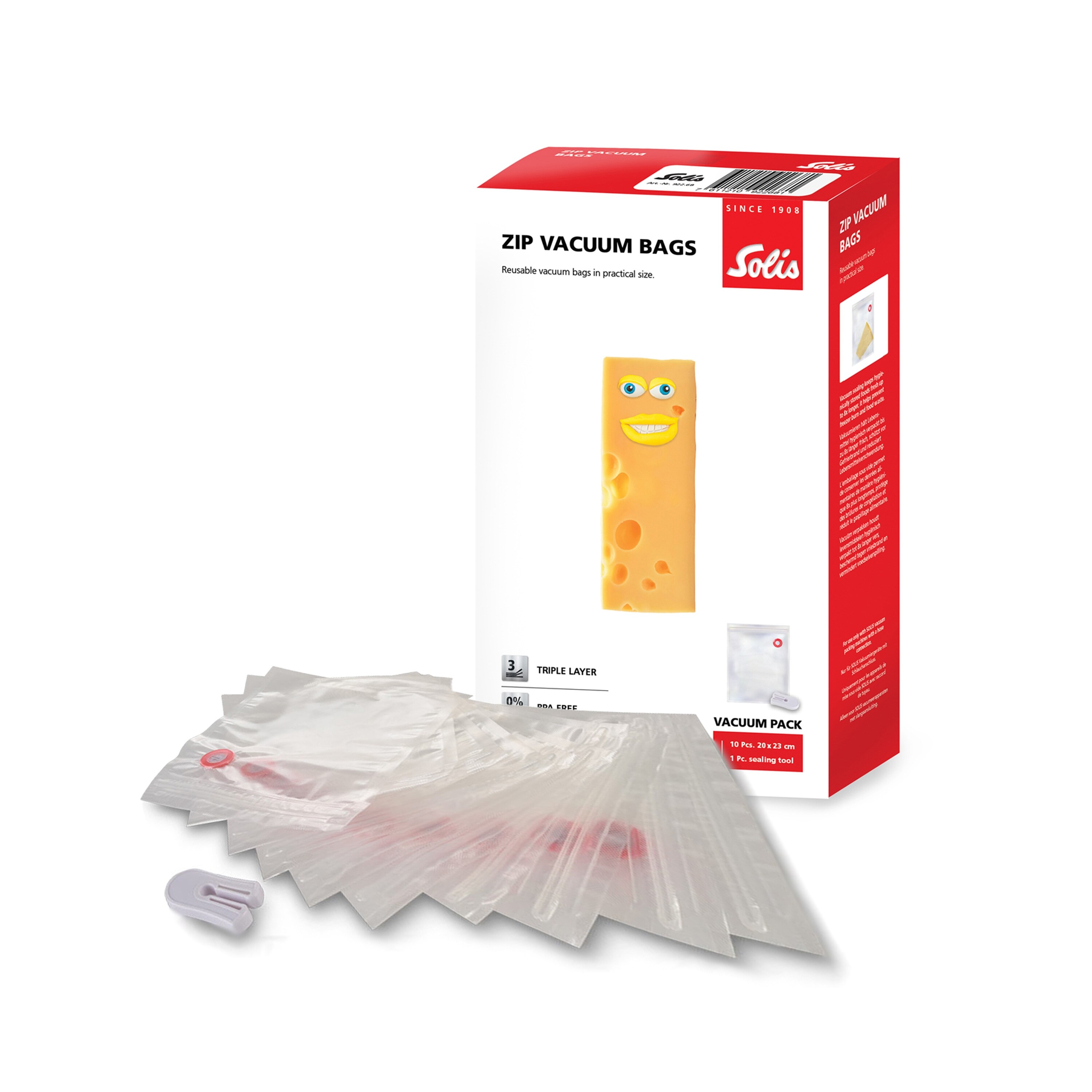 Solis Zip Vakuumierbeutel 10 Stk. 20 x 23 cm, BPA-frei, 150 - 170 &micro;m - Bild 1