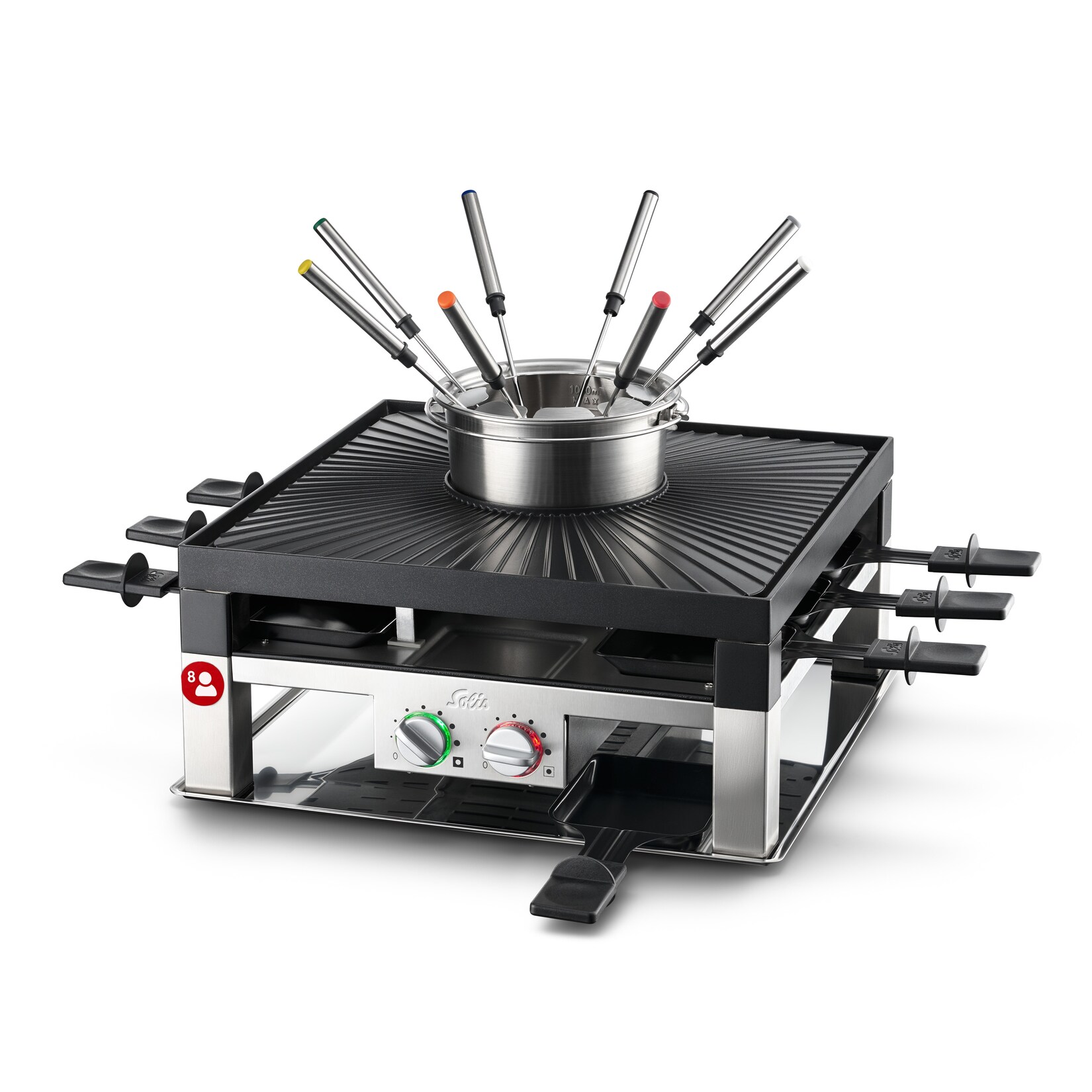 Fondue und Raclette Grill 1200W 8 Personen Fonduetopf