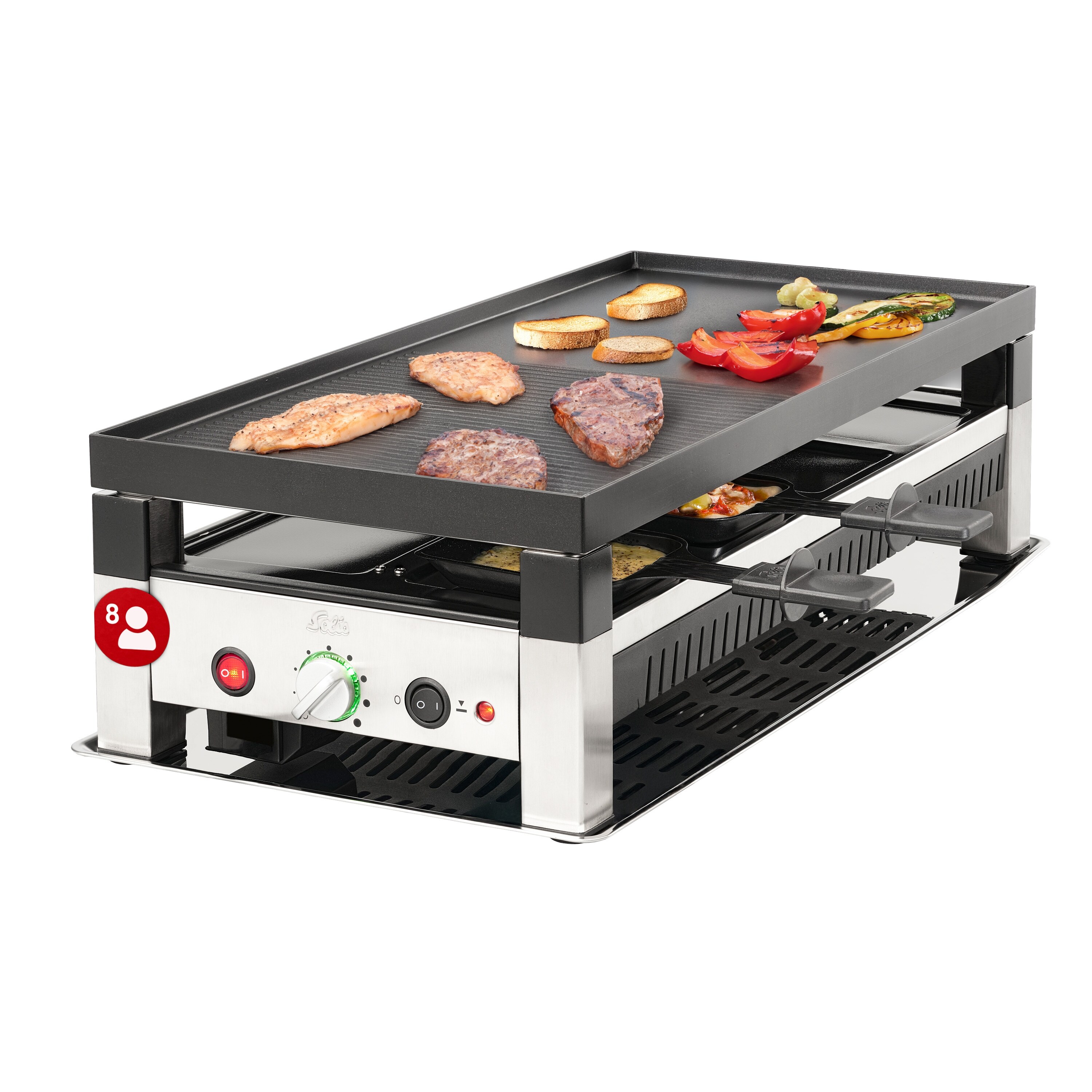 Solis 4 in 1 Tischgrill f&uuml;r 8 Personen (Typ 791), Raclette & Pizza - Bild 1