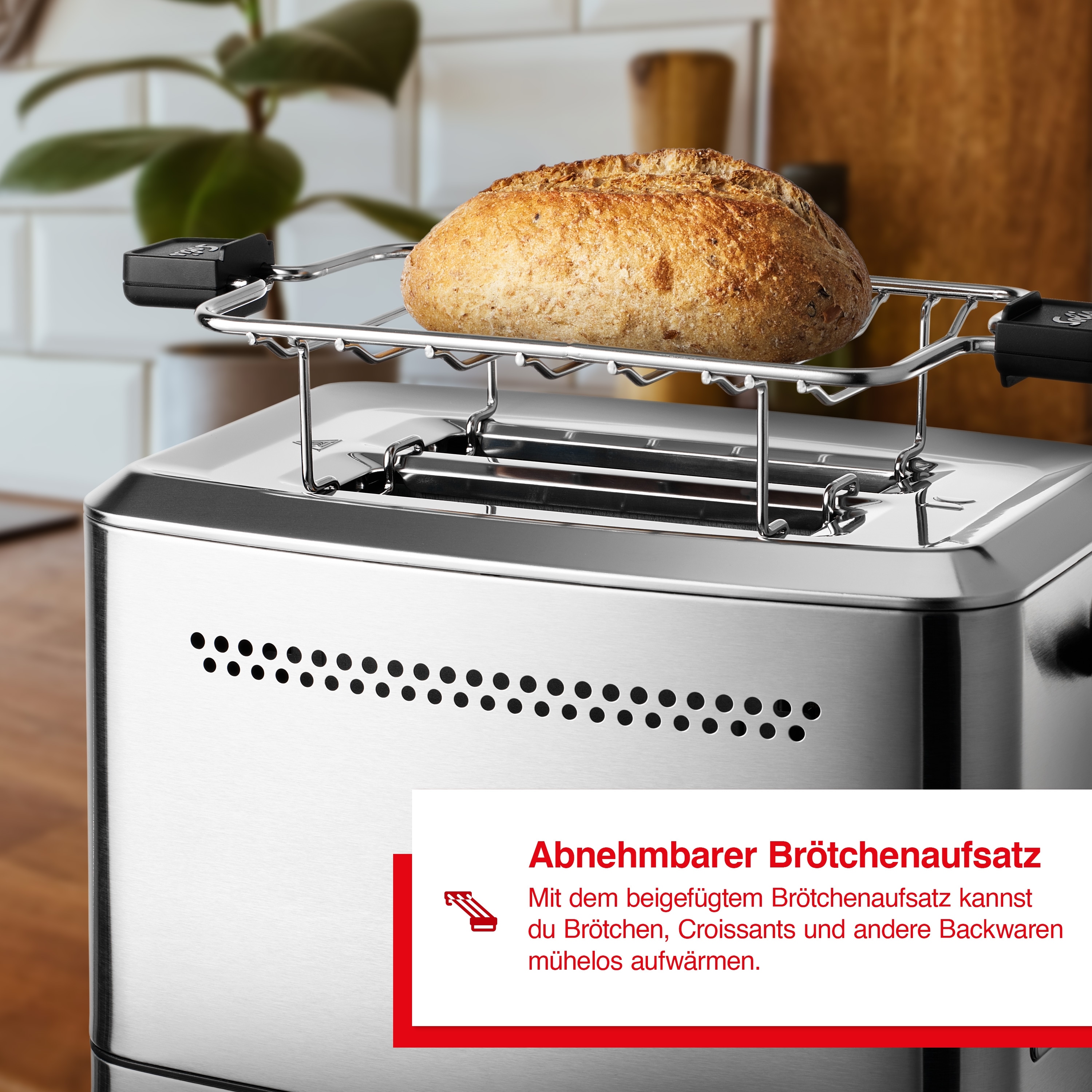Solis Zwei-Schlitz Toaster, Brötchenaufsatz, Wiedererhitzungsfunktion online kaufen bei Netto