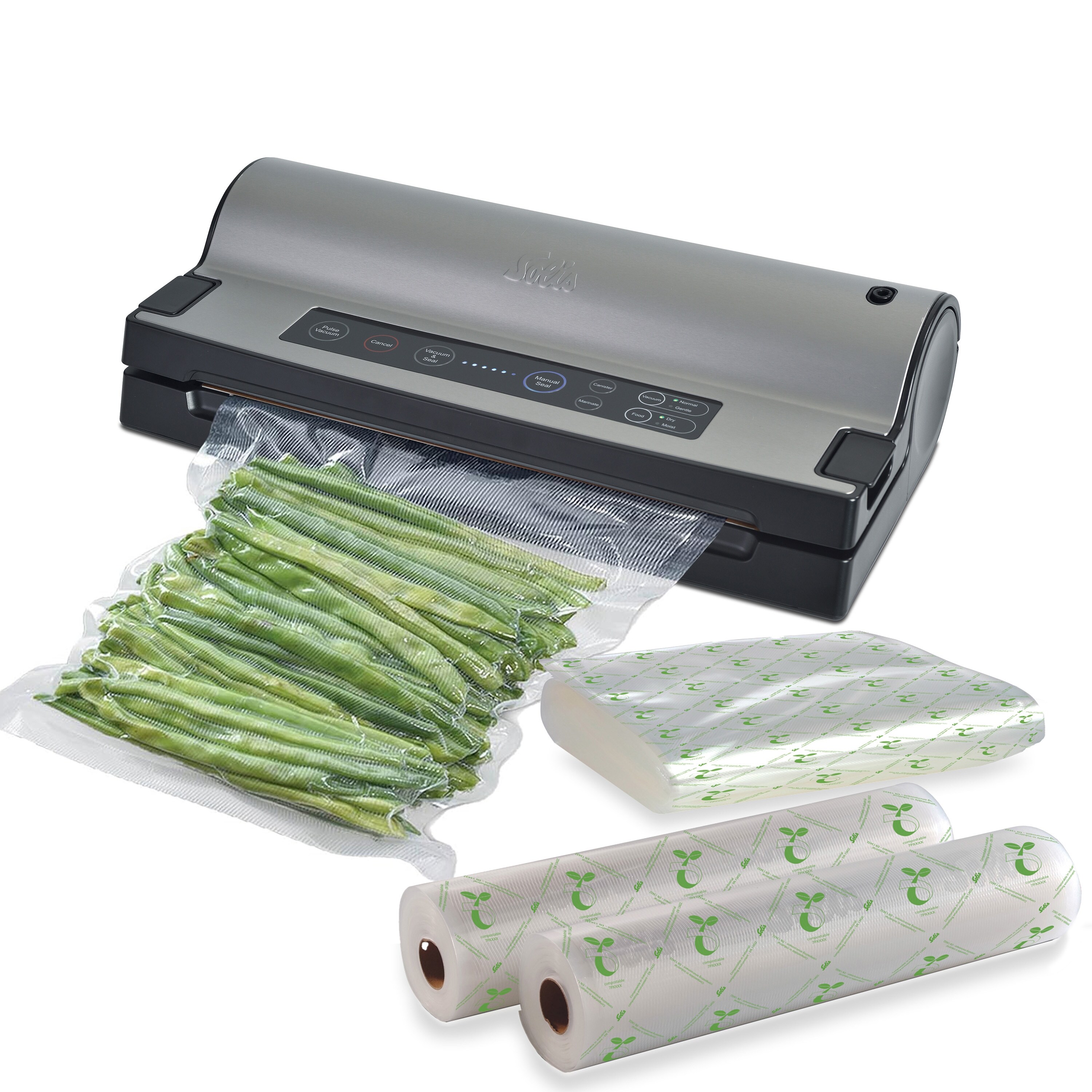 Solis Vakuumierger&auml;t Marinierfunktion, Set inkl. 60 Beutel & 4 Rollen - Bild 1