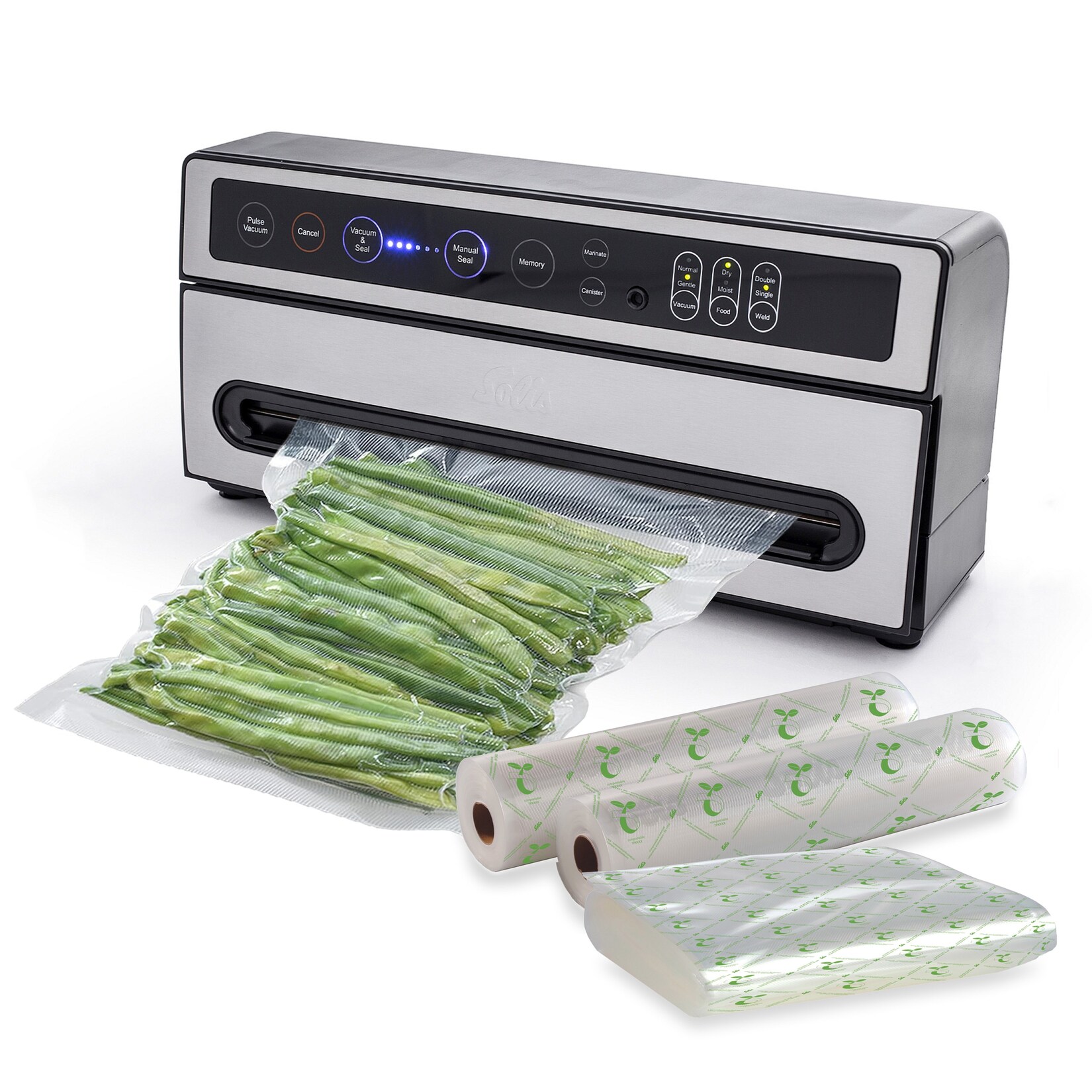 Solis Vakuumiergerät Marinierfunktion, Set inkl. 50 Beutel & 2 Rollen | 07611210011613