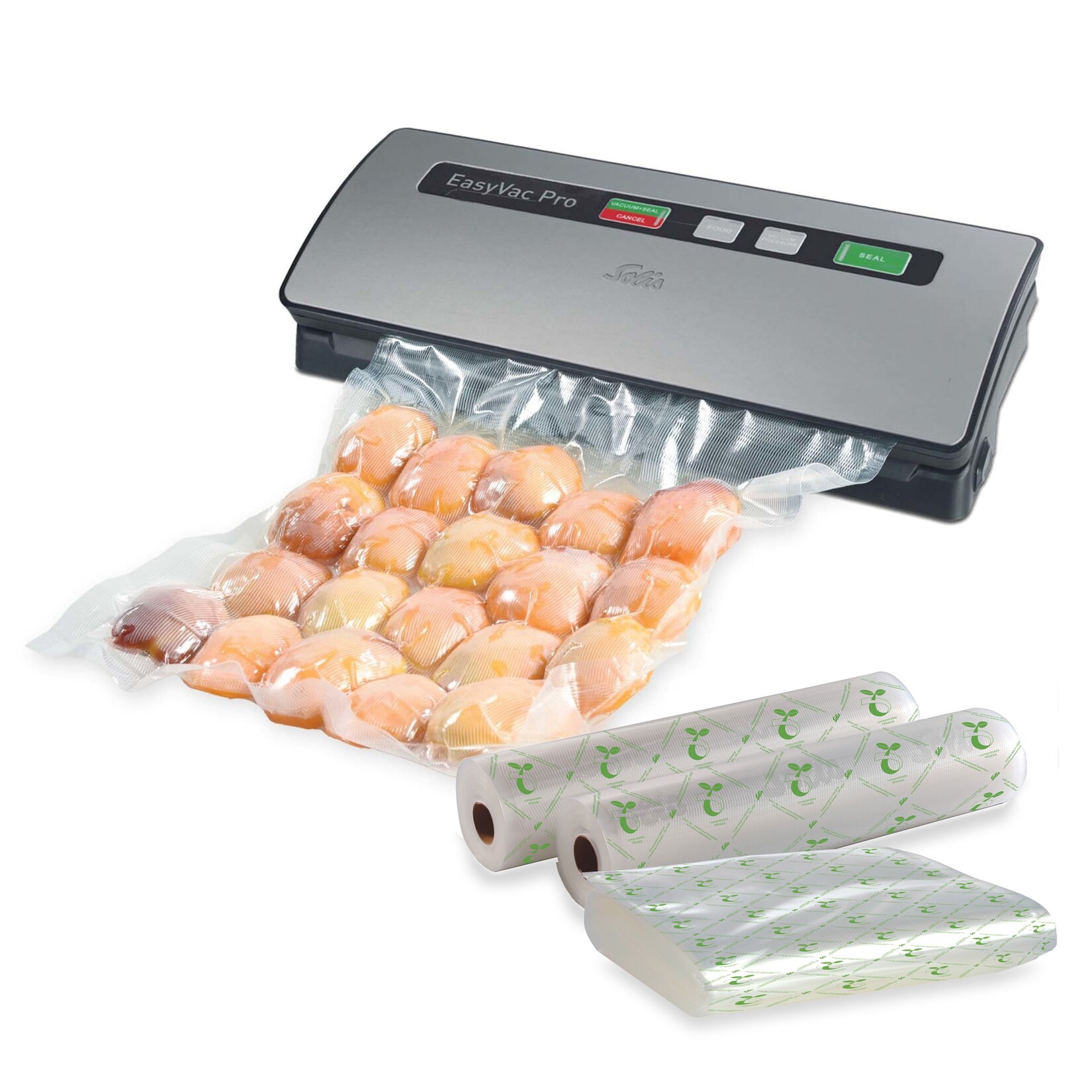 Solis Vakuumiergerät mit Schlauch, Set inkl. 68 Beutel & 2 Rollen | 07611210011620