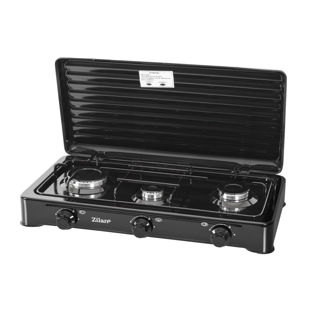 Zilan Gaskocher 3 flammig Campingkocher Kochfeld Gasherd schwarz - Bild 1