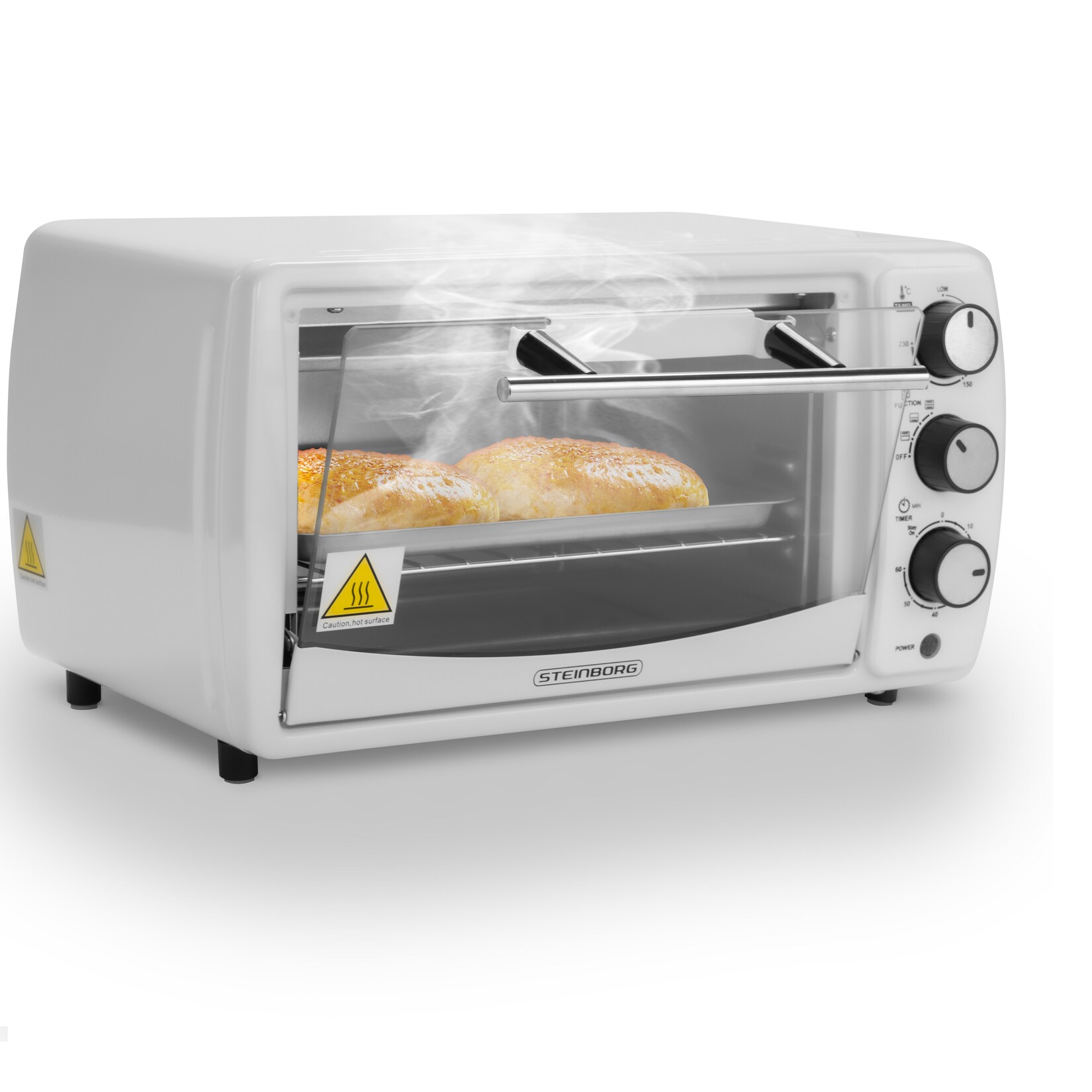 Steinborg Minibackofen 13L Pizzaofen 60 min. Timer 1200W weiß | 04260677791021
