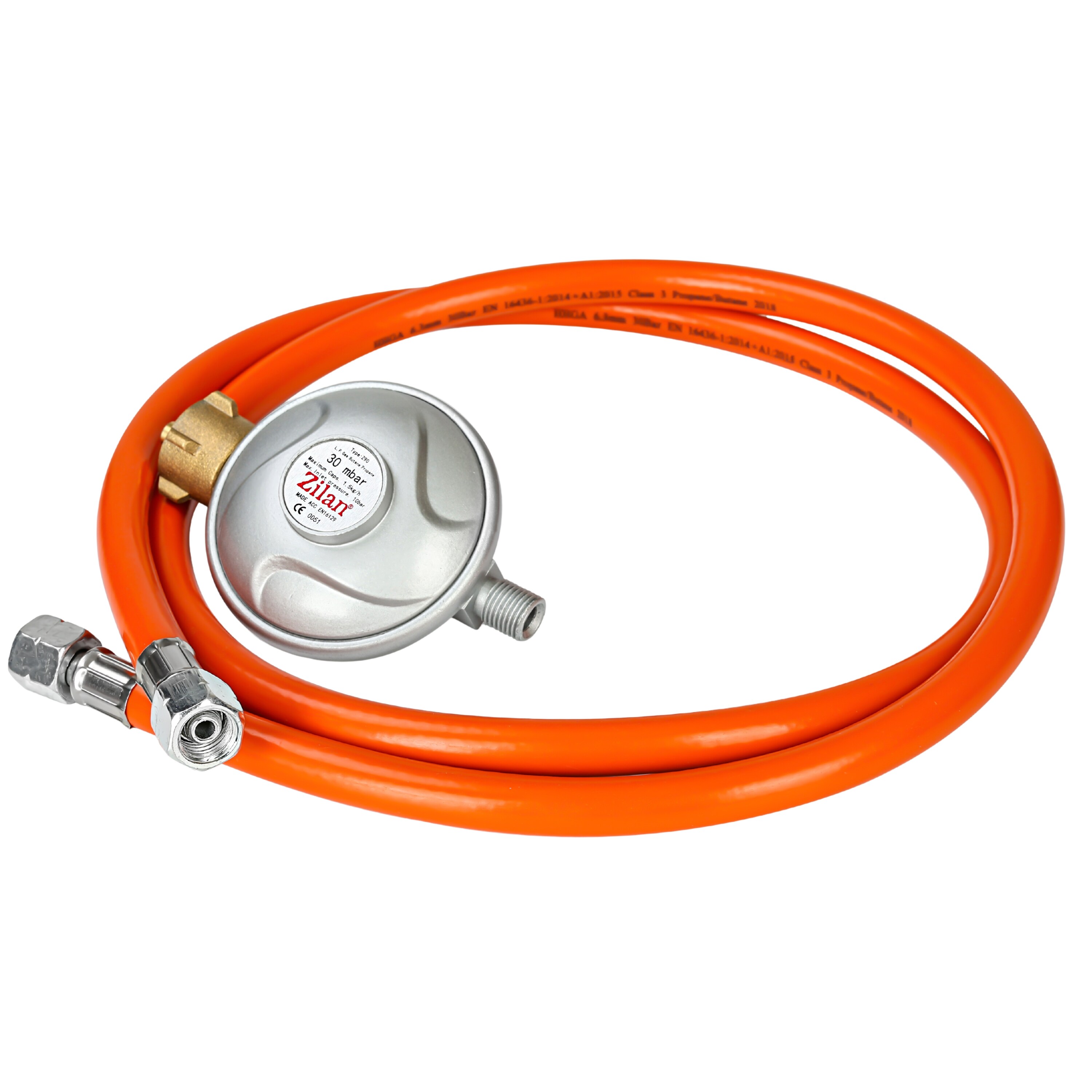 Zilan Gasschlauch + Minderer 150cm L&auml;nge 1/4 Linksgewinde - Bild 1