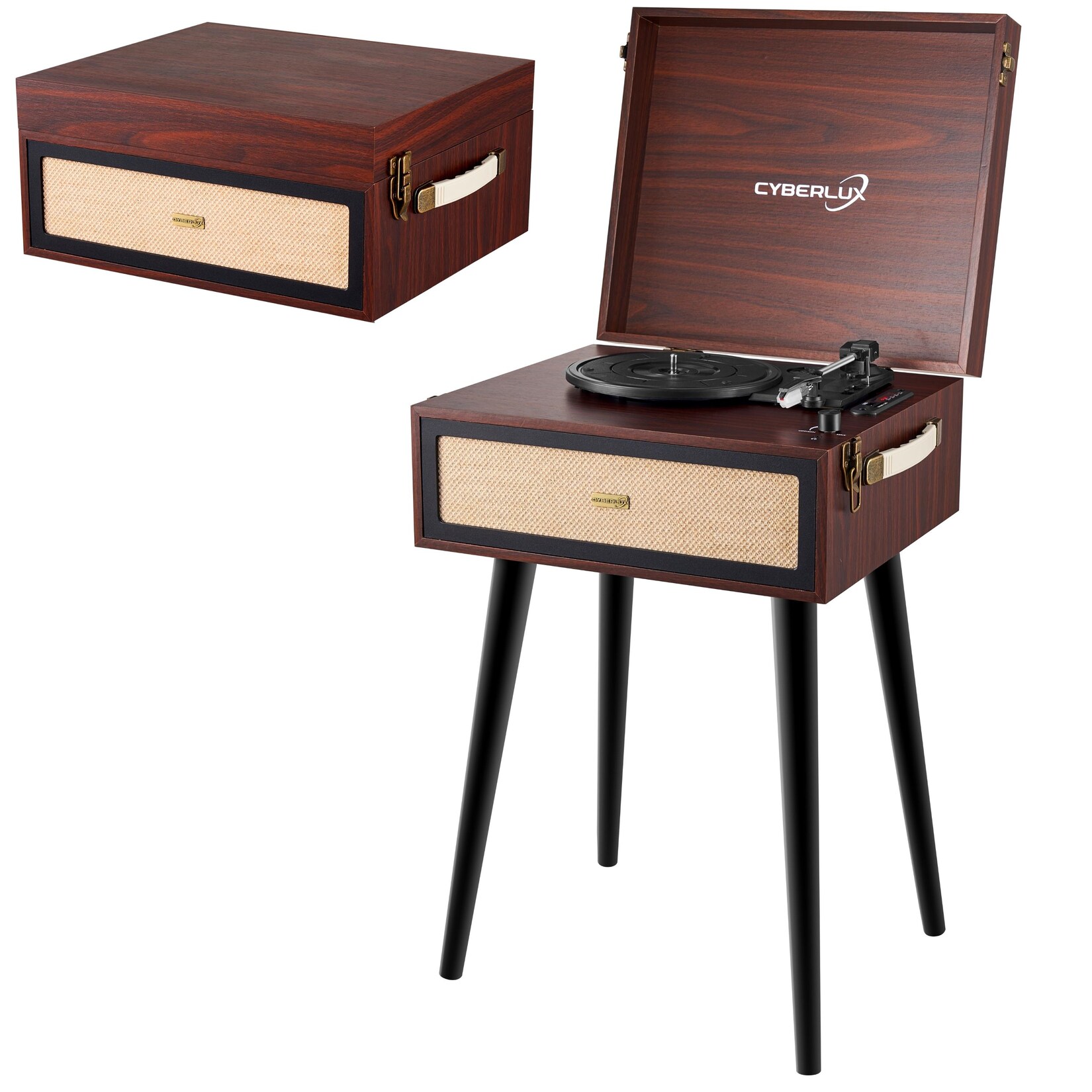 Cyberlux Nostalgie Retro Holz Plattenspieler MP3 USB SD Bluetooth