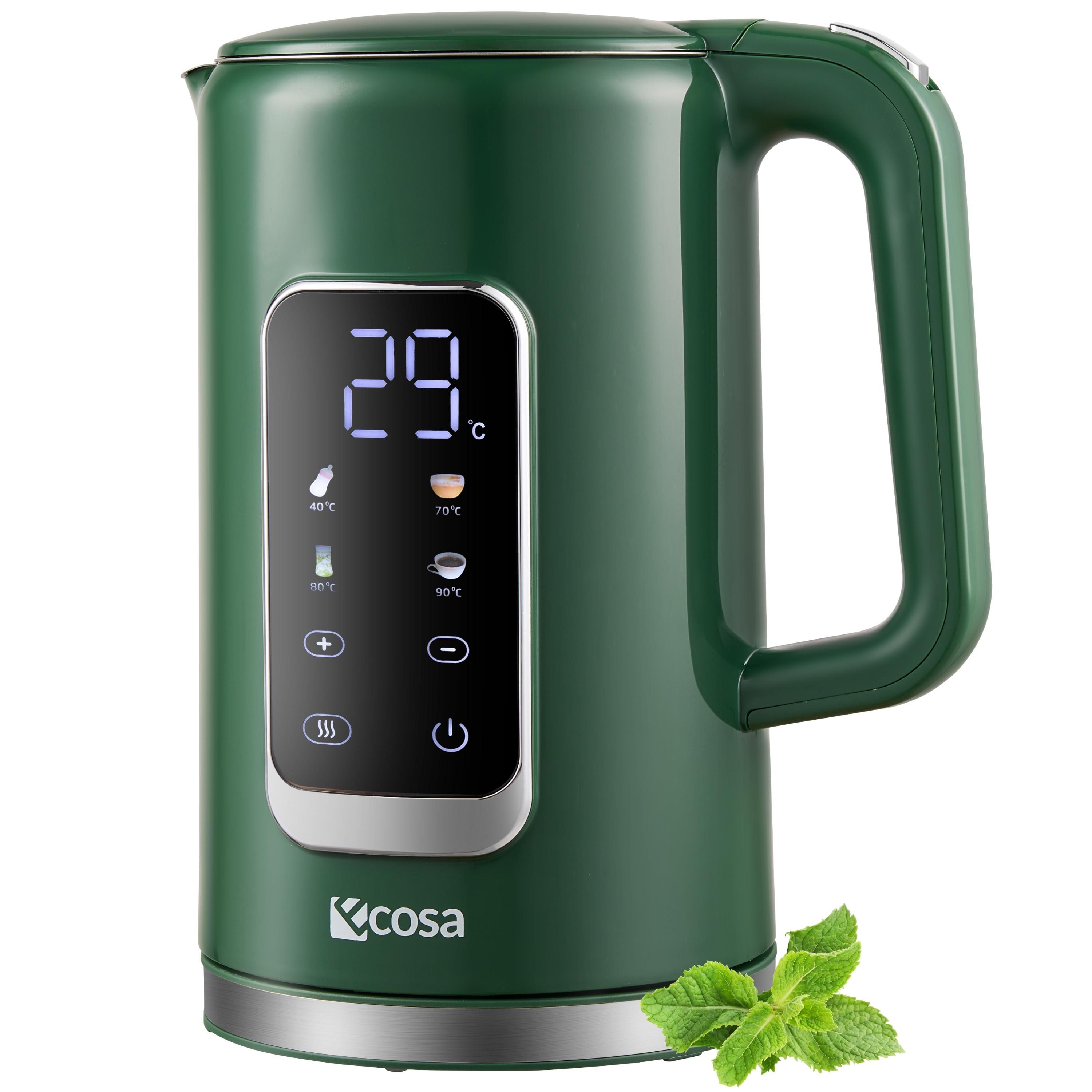 Ecosa Edelstahl Wasserkocher m. Temperatureinstellung 1.7L 2200W Gr&uuml;n - Bild 1