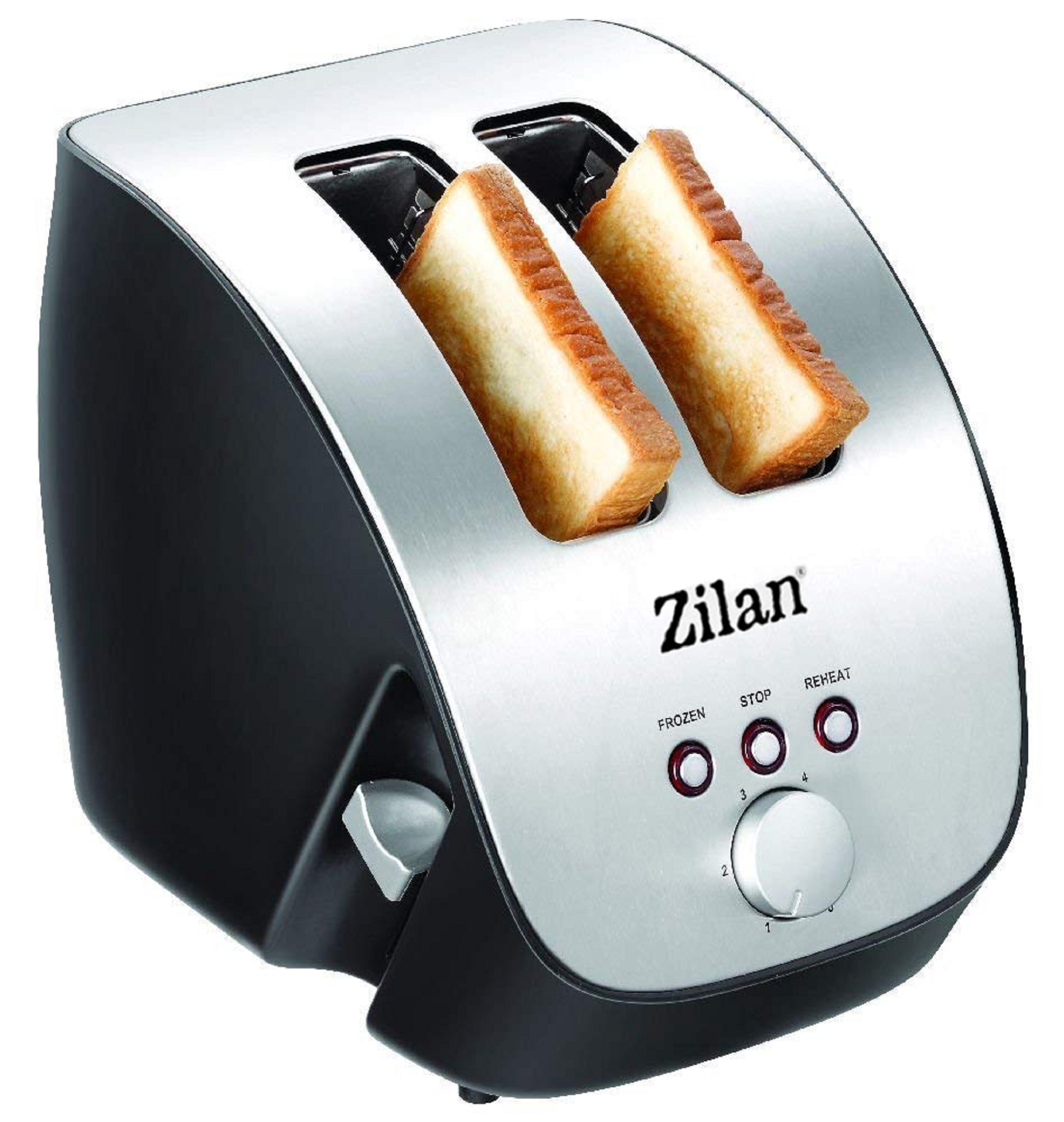 Zilan Schr&auml;gtoaster 2 Scheiben Toaster 1000W Edelstahl - Bild 1