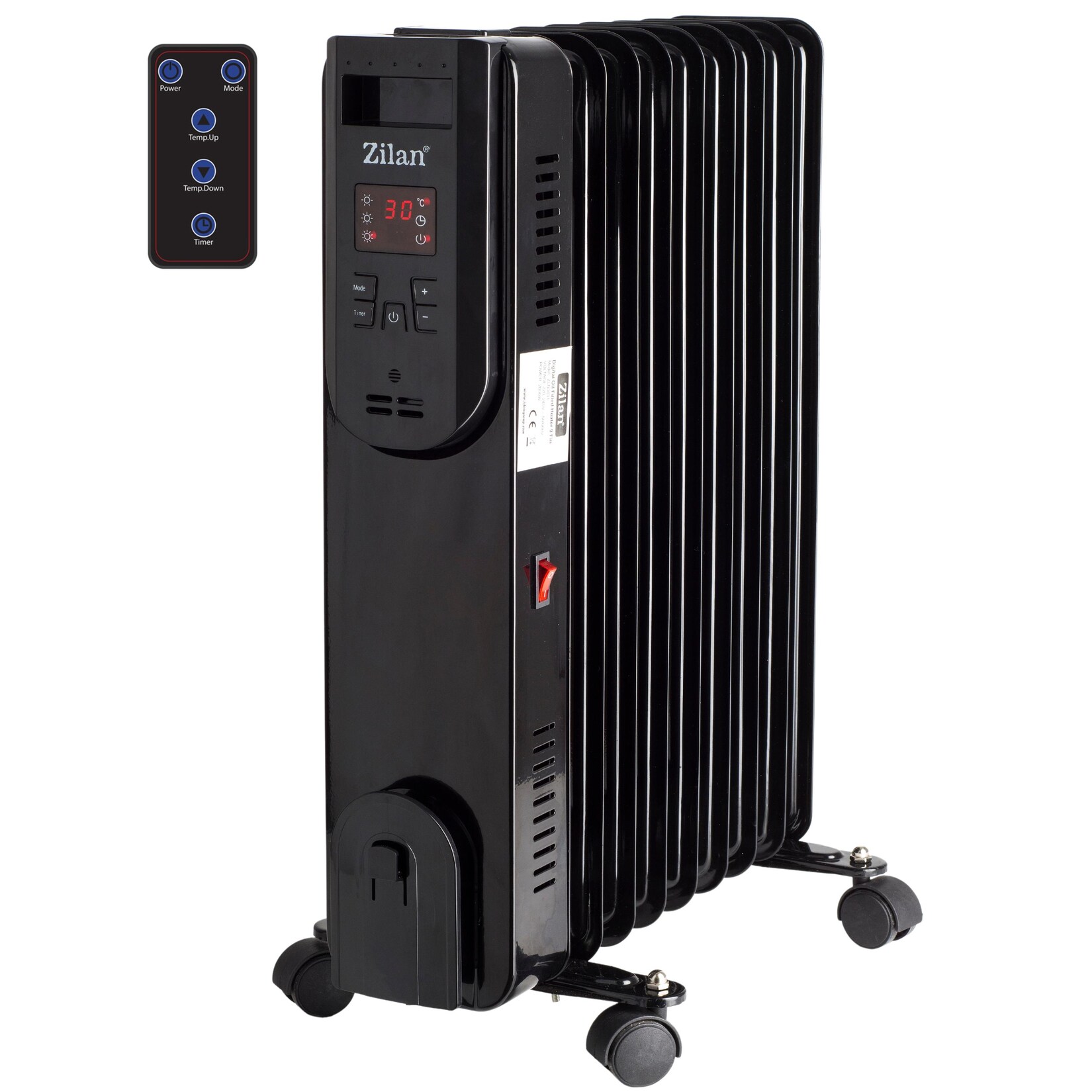 Zilan Radiator 9 Rippen m. Fernbedienung Display 2000W | 06423154023031