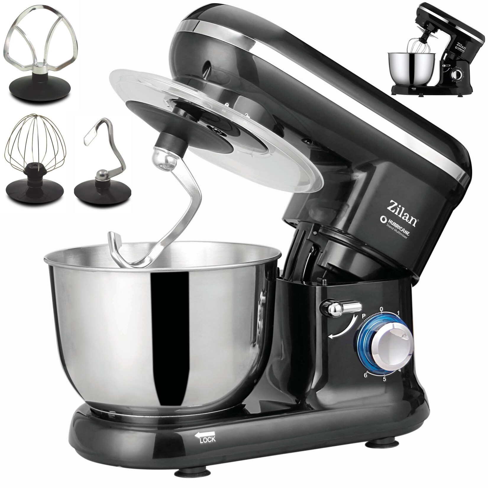 Zilan Küchenmaschine 1000 Watt 6 Geschwindigkeitsstufen Pulsfunktion 4,5L | 06423154023185