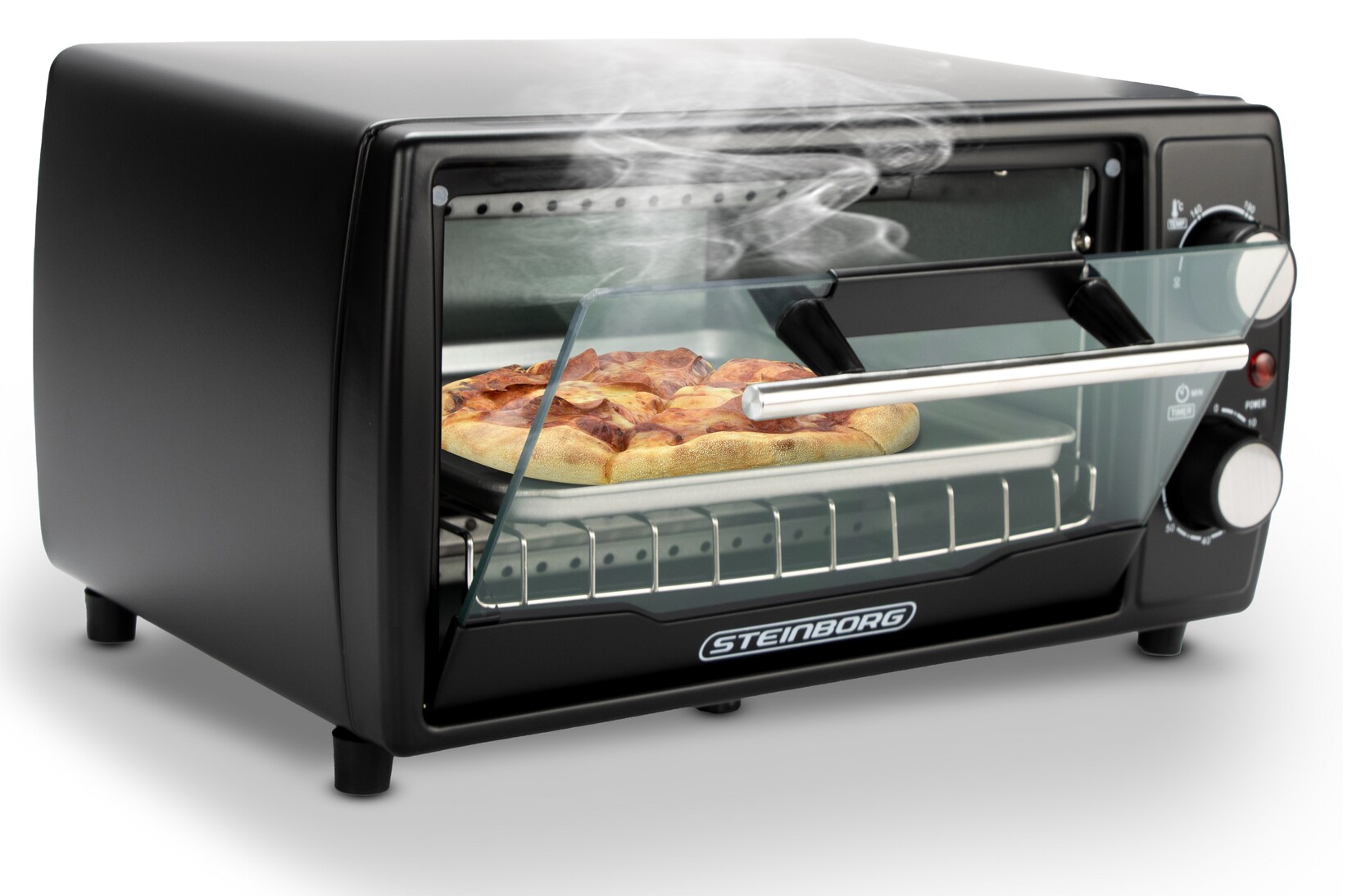 Steinborg Minibackofen 10L Pizzaofen 60 min. Timer 1000W schwarz | 04260633470977