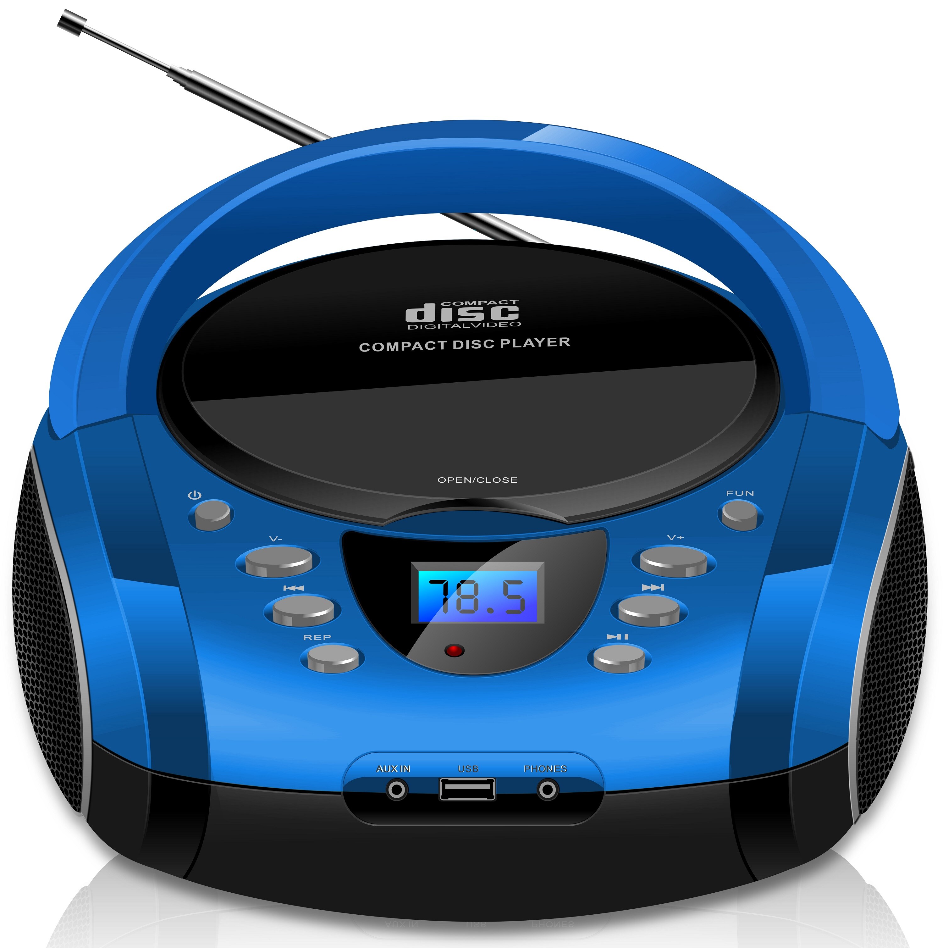Cyberlux Tragbarer CD-Player Boombox CD/MP3 USB Kinder Radio blau - Bild 1