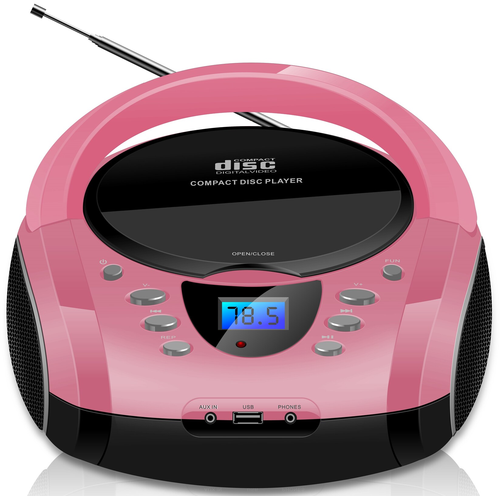Cyberlux Tragbarer CD-Player Boombox CD/MP3 USB Kinder Radio pink | 04260633470915
