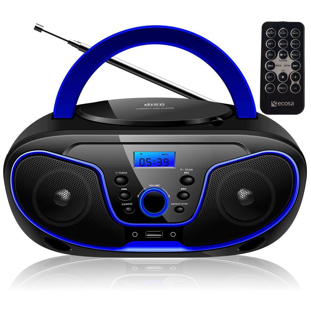 Cyberlux CD-Player Radio mit Fernbedienung CD/MP3 USB AUX-In blau - Bild 1