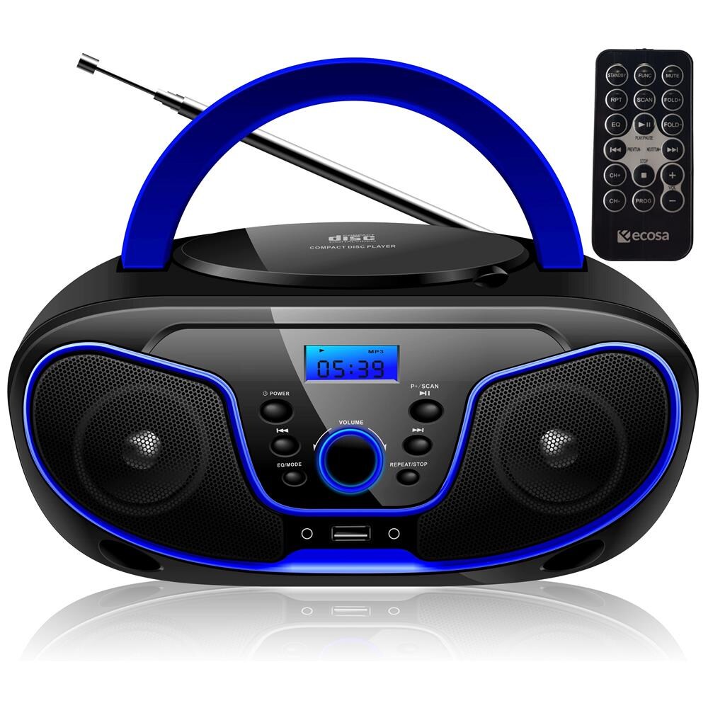 Cyberlux CD-Player Radio mit Fernbedienung CD/MP3 USB AUX-In blau | 04260633471196