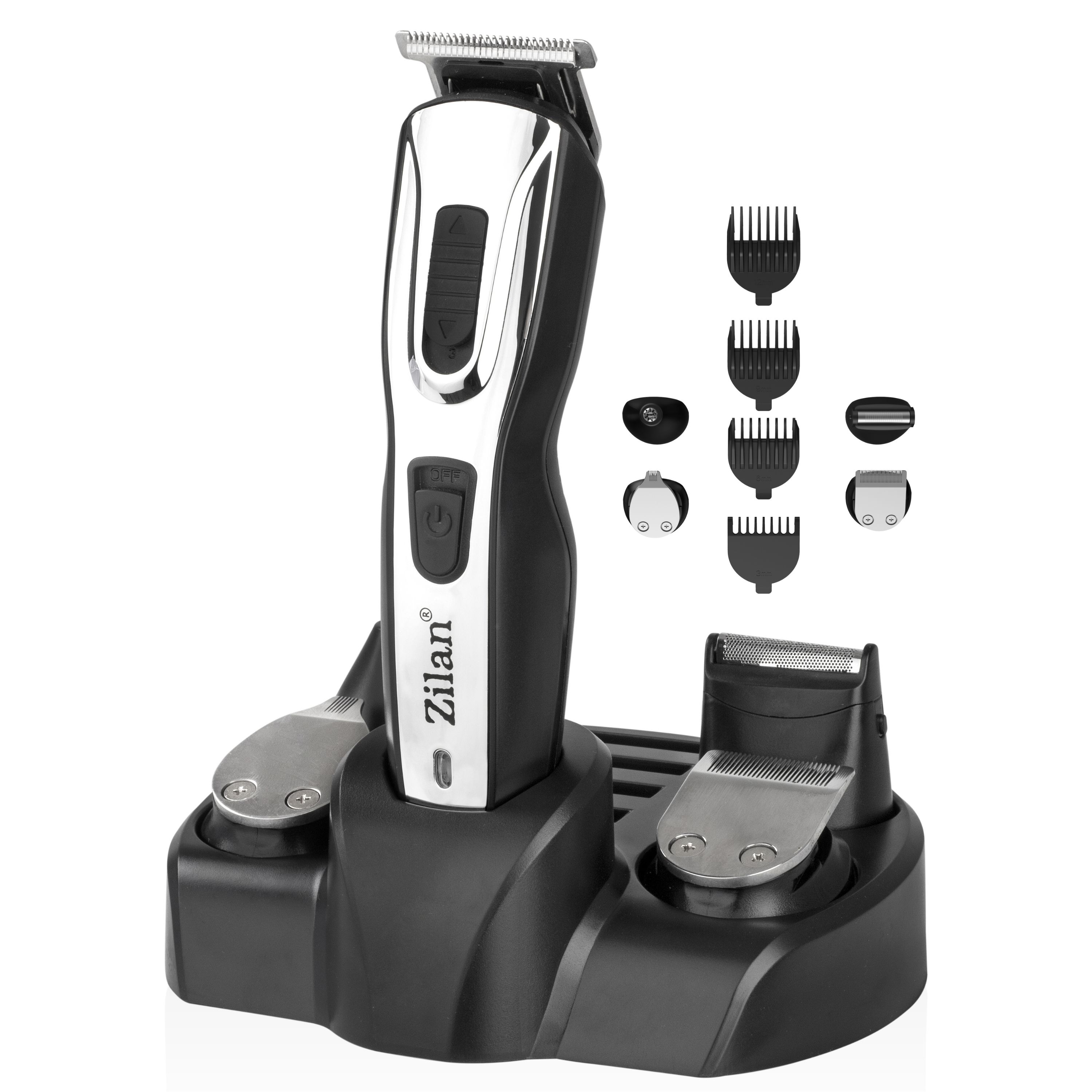 Zilan 5in1 Bartschneider Set 10 Aufs&auml;tze Akku oder Netzbetrieb - Bild 1