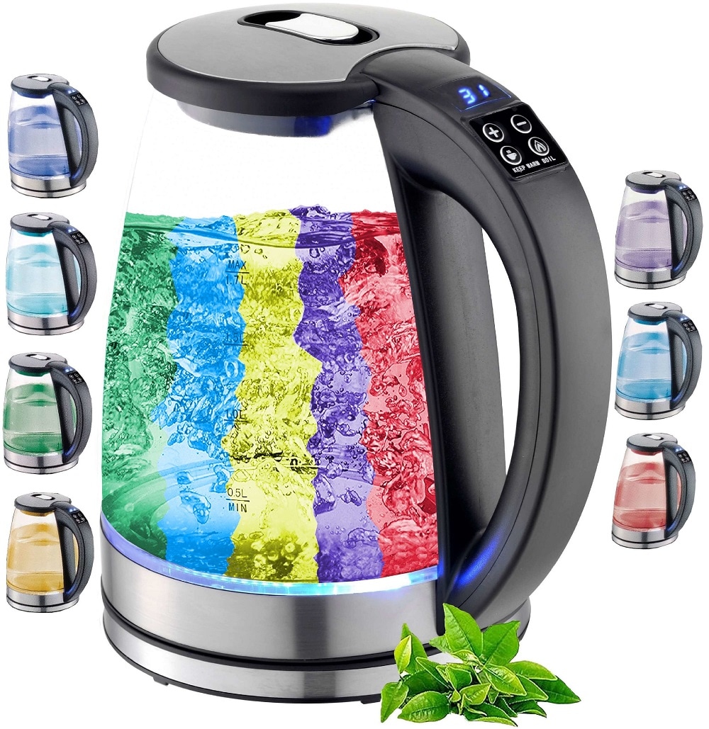 Ecosa Glas Wasserkocher m. Temperatureinstellung LED Beleuchtung 1.8L - Bild 1