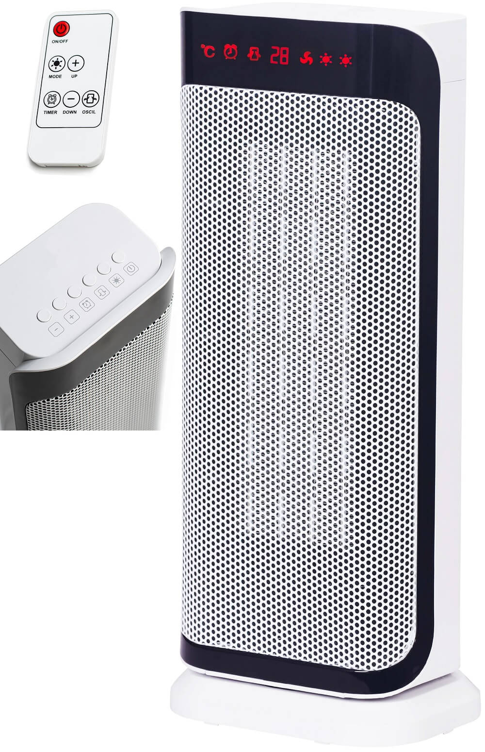 Echos Keramik Heizl&uuml;fter Timer Fernbedienung Temperaturanzeige 2000W - Bild 1